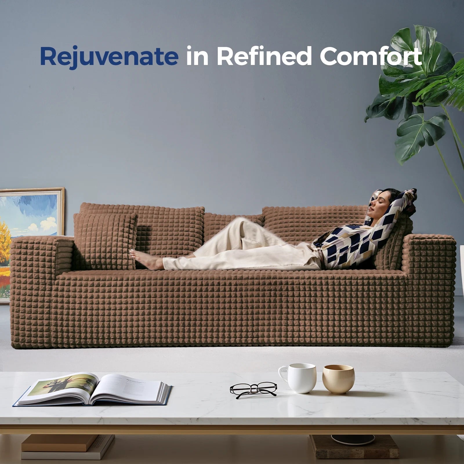101 Inch 3-Seater Cloud Sectional Sofa