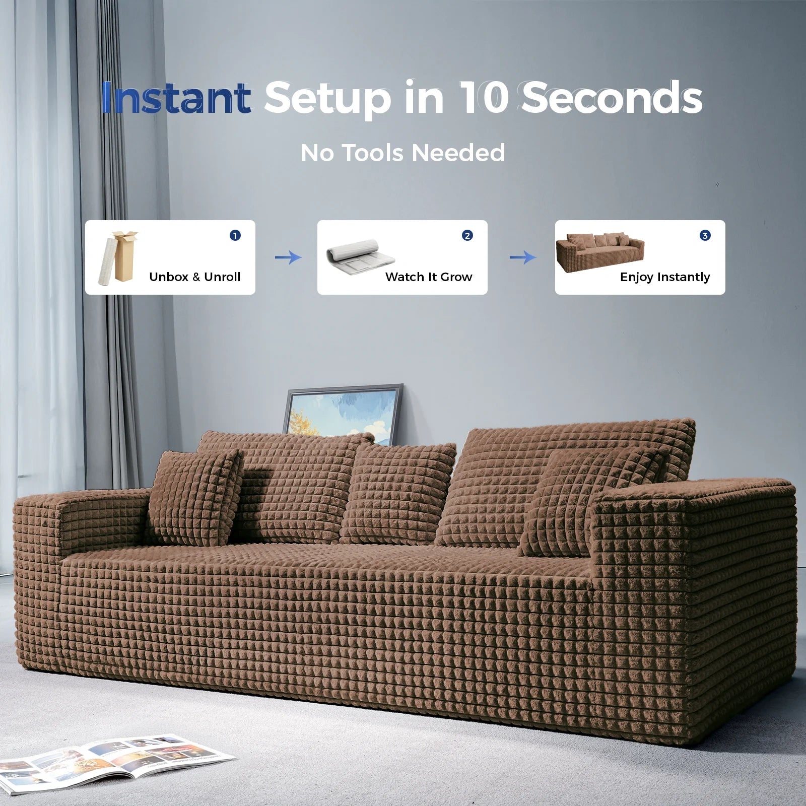 101 Inch 3-Seater Cloud Sectional Sofa