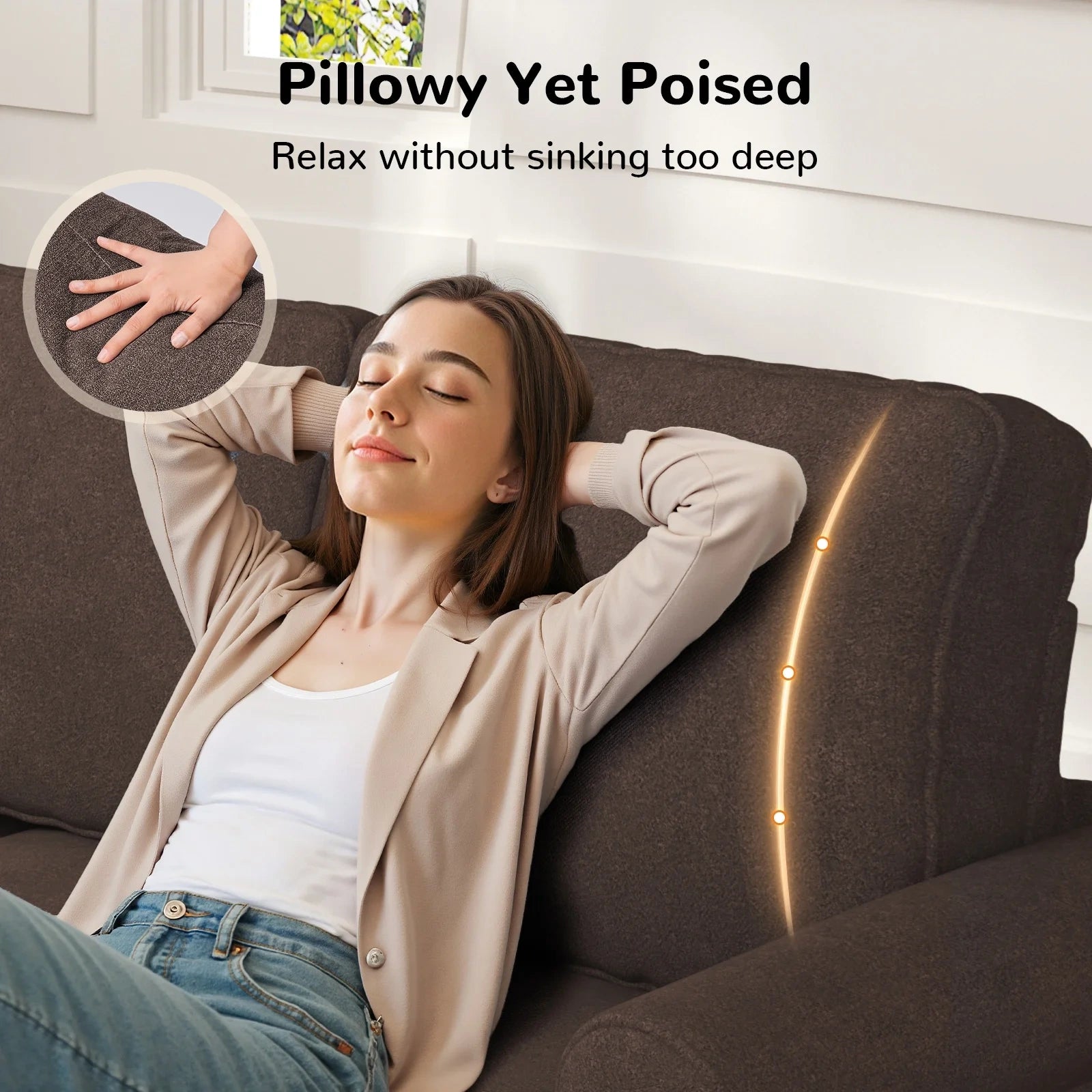 87 Inch Extra Deep Seat 3 Seater Couch
