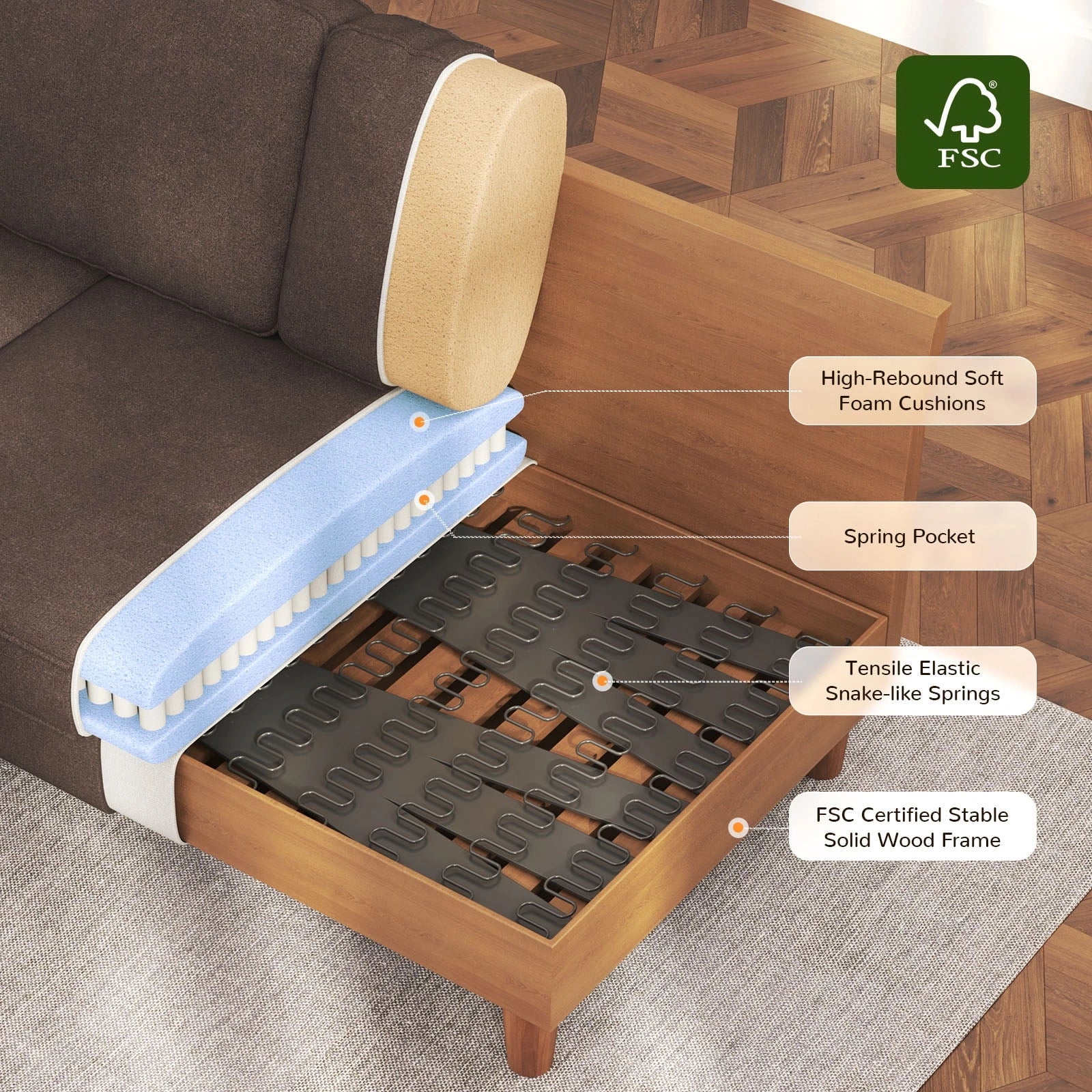 87 Inch Extra Deep Seat 3 Seater Couch