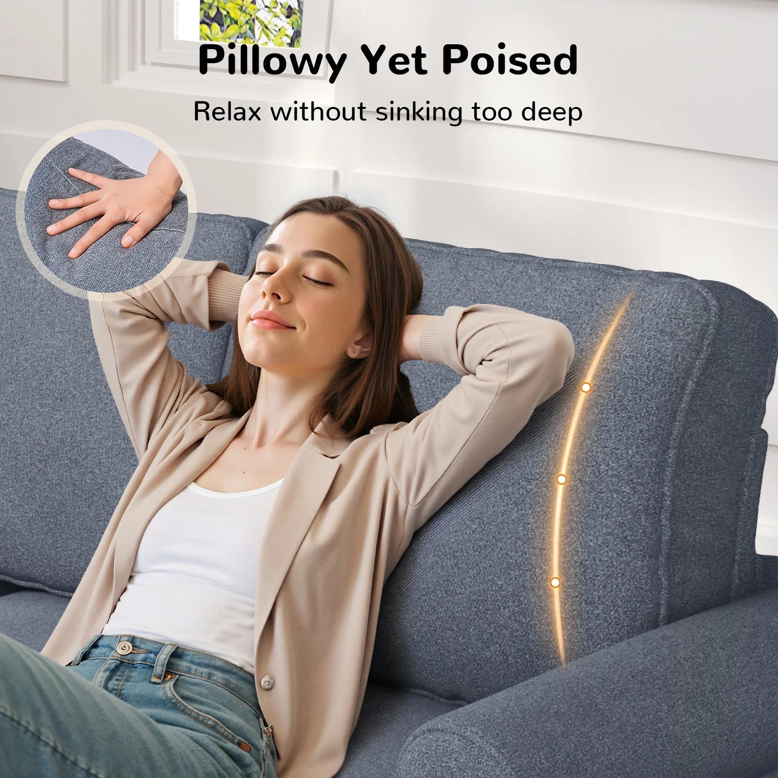 87 Inch Extra Deep Seat 3 Seater Couch