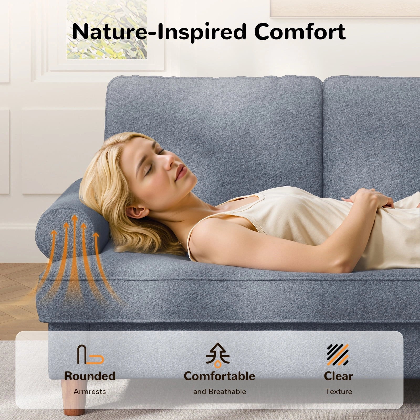 87 Inch Extra Deep Seat 3 Seater Couch
