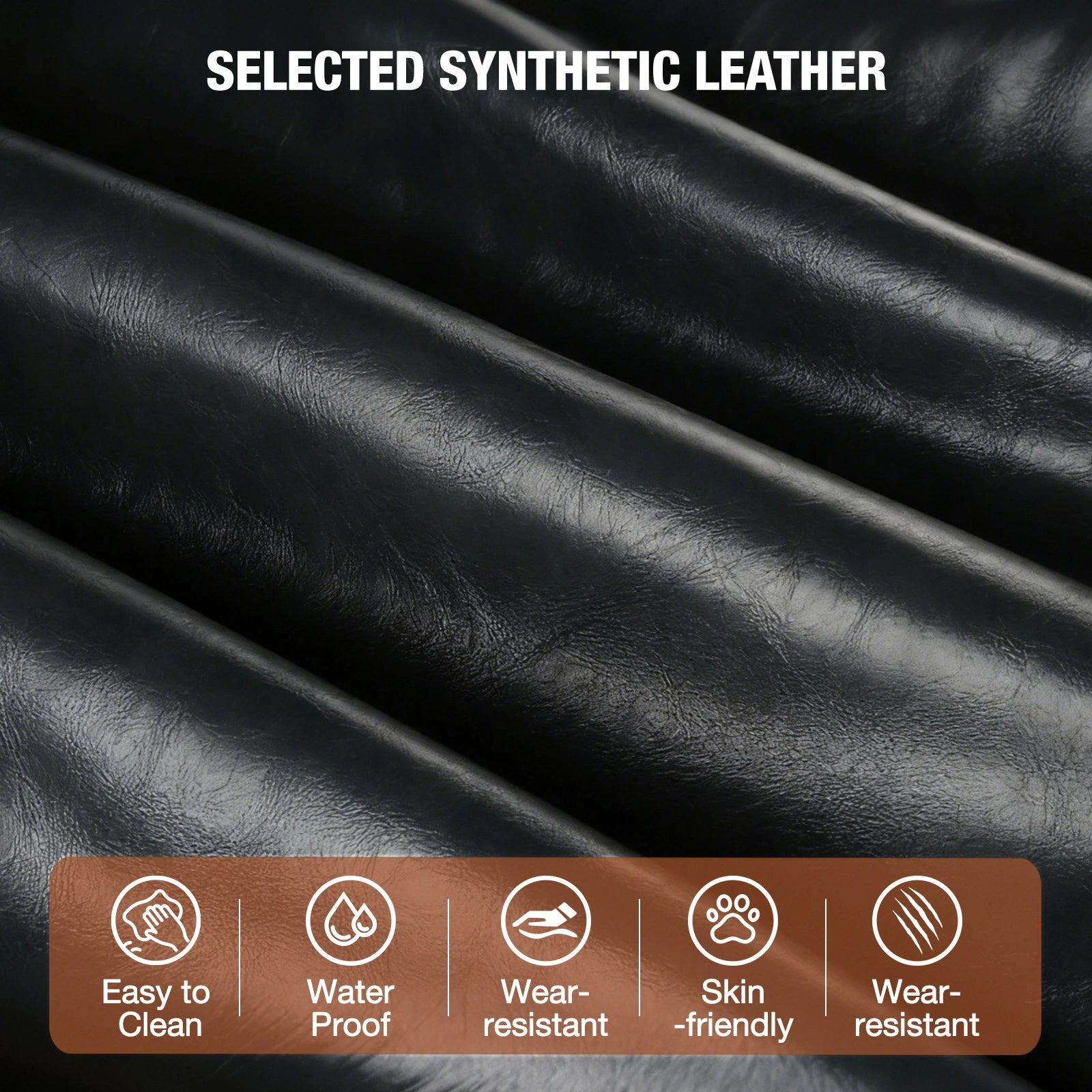 101 Inch Large PU Leather Extra Deep Seat Sofa