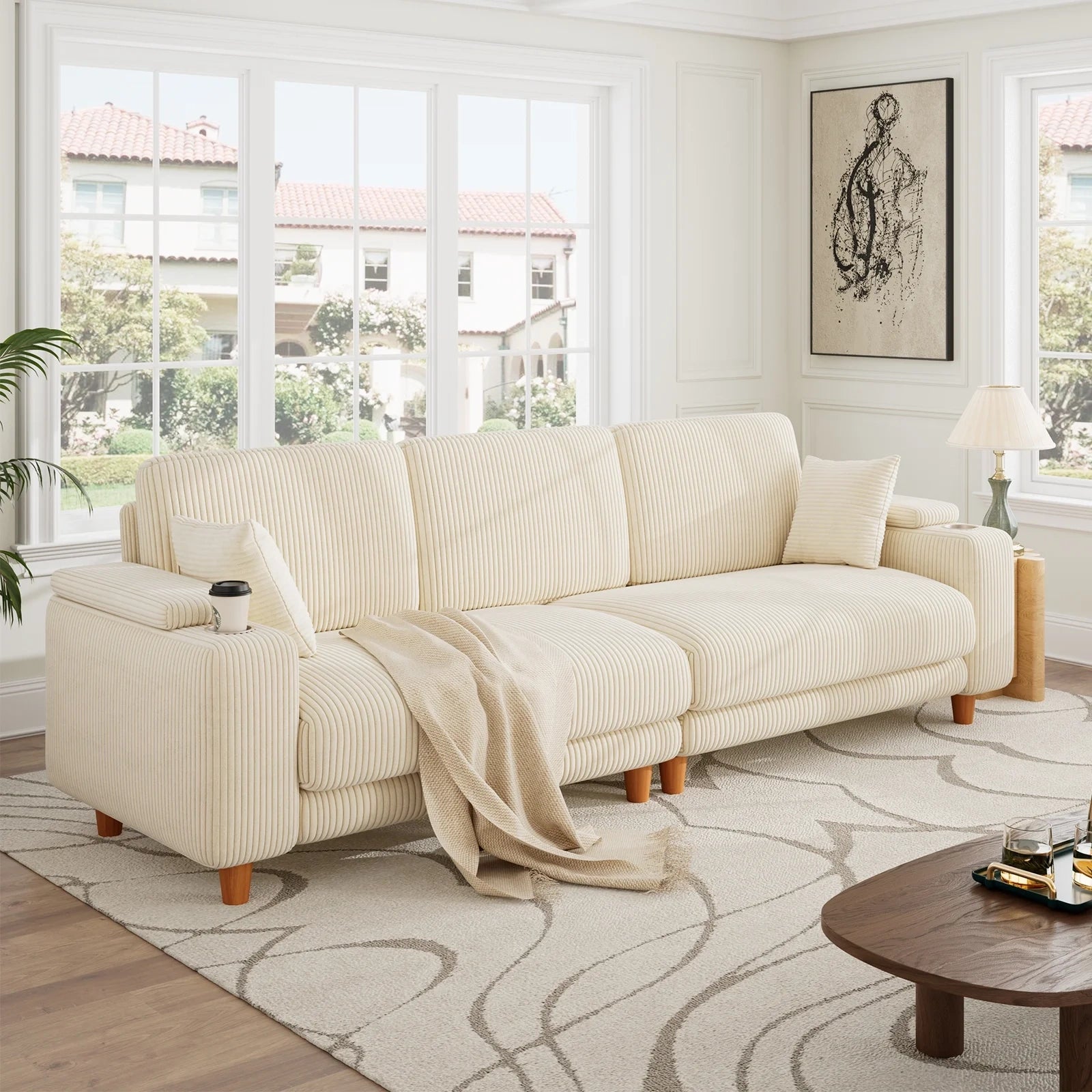 101 Inch Oversized Corduroy Sofa with Storage