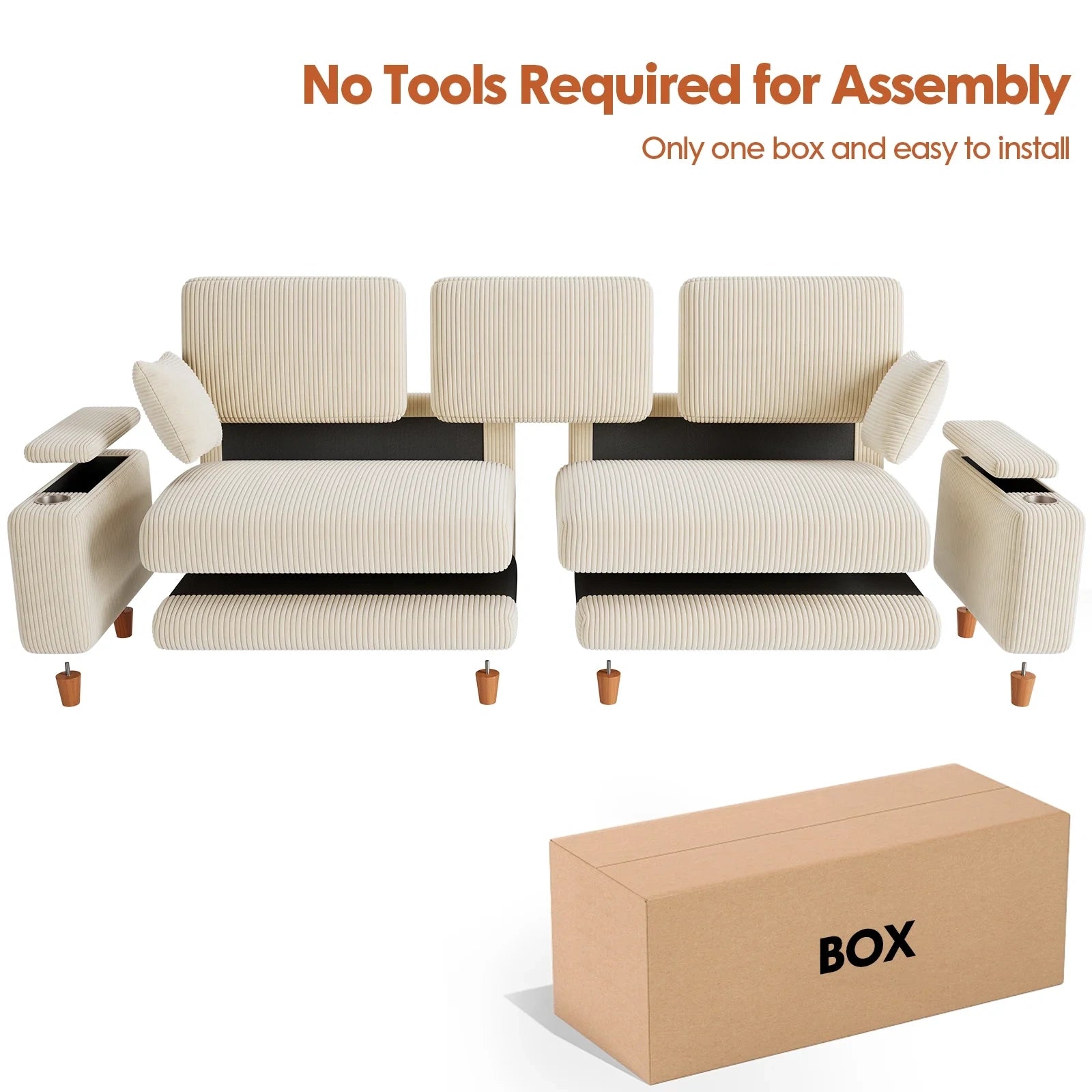 101 Inch Oversized Corduroy Sofa with Storage
