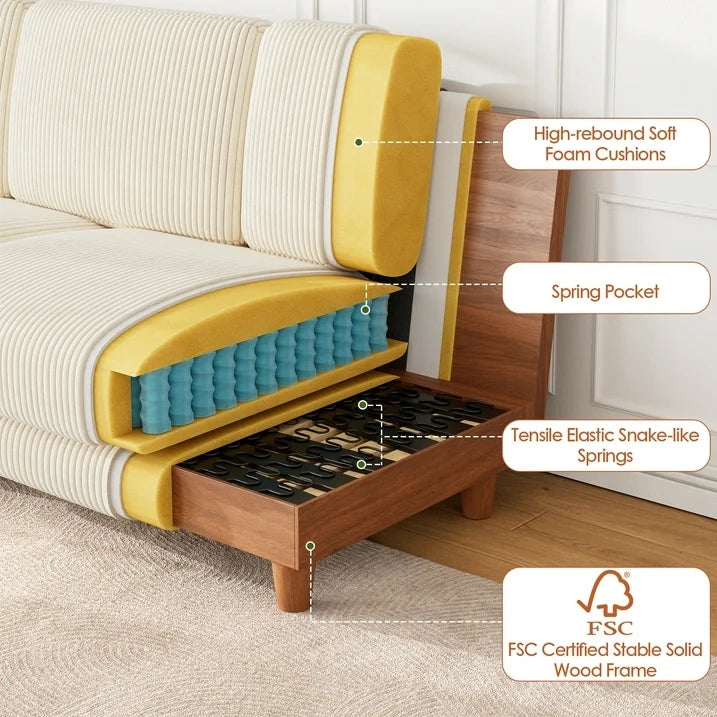 101 Inch Oversized Corduroy Sofa with Storage