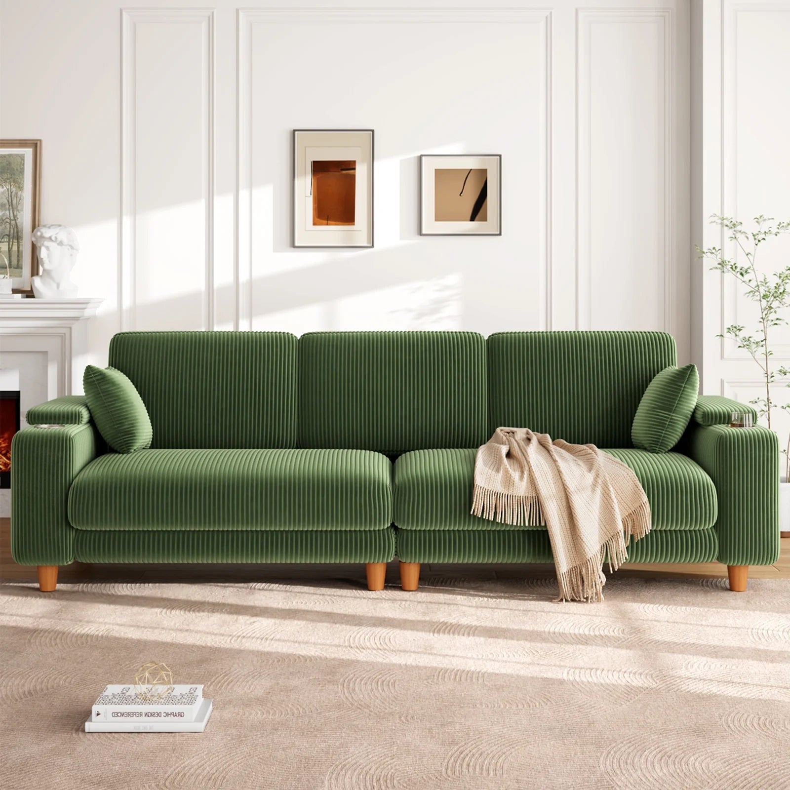 101 Inch Oversized Corduroy Sofa with Storage