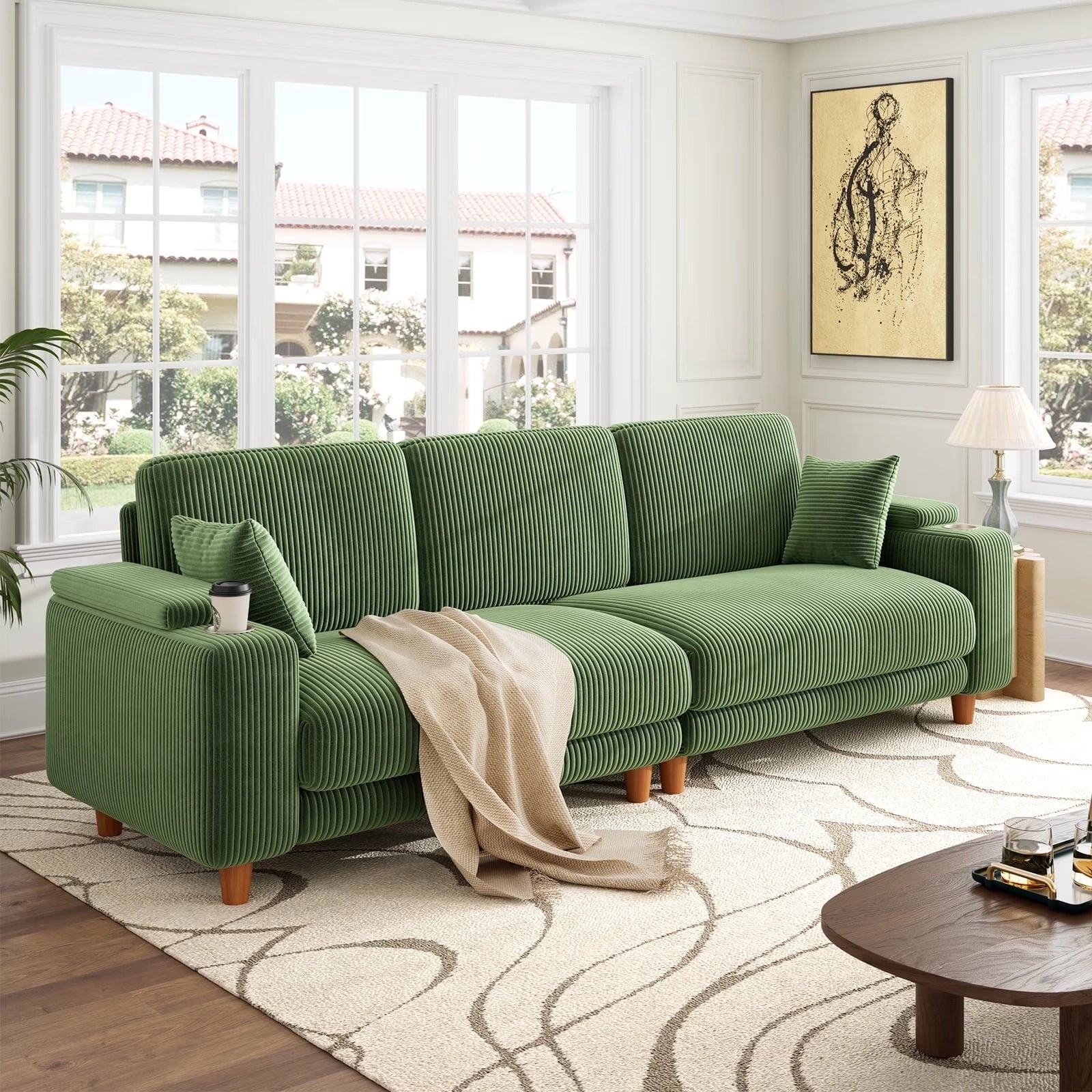 101 Inch Oversized Corduroy Sofa with Storage