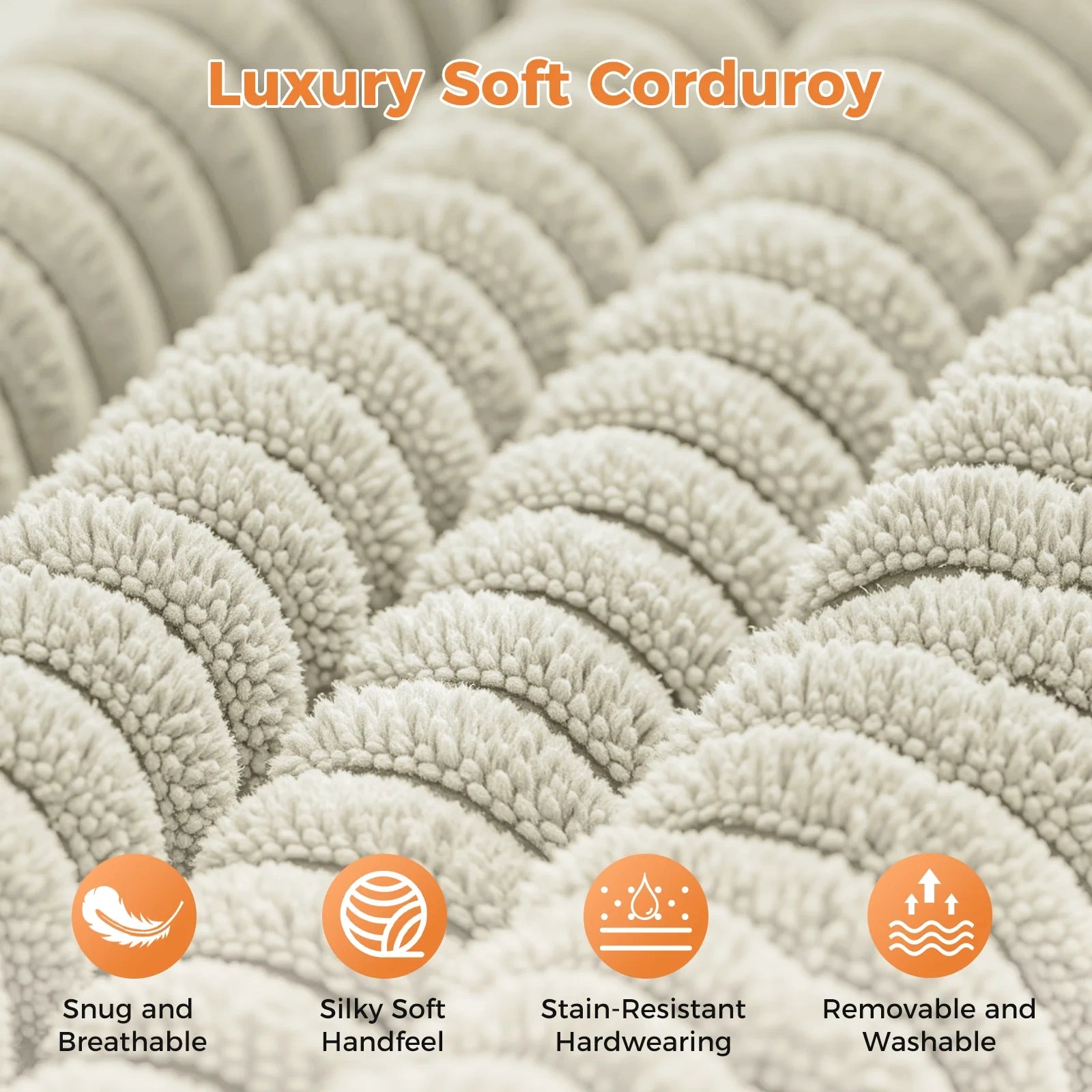 LM03 83 Inch Corduroy Sofa with Extra Deep Seat and 2 Pillows