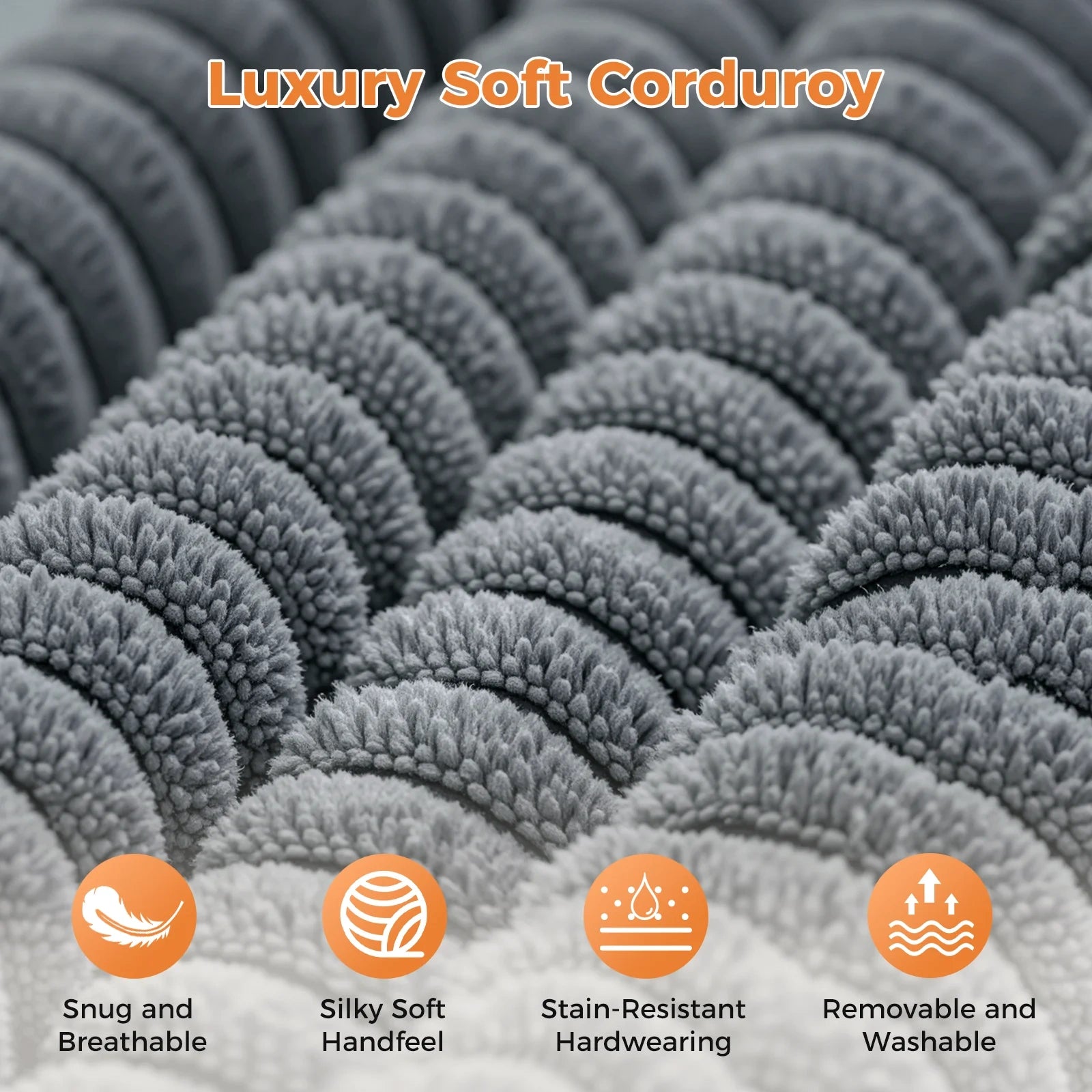 LM03 83 Inch Corduroy Sofa with Extra Deep Seat and 2 Pillows
