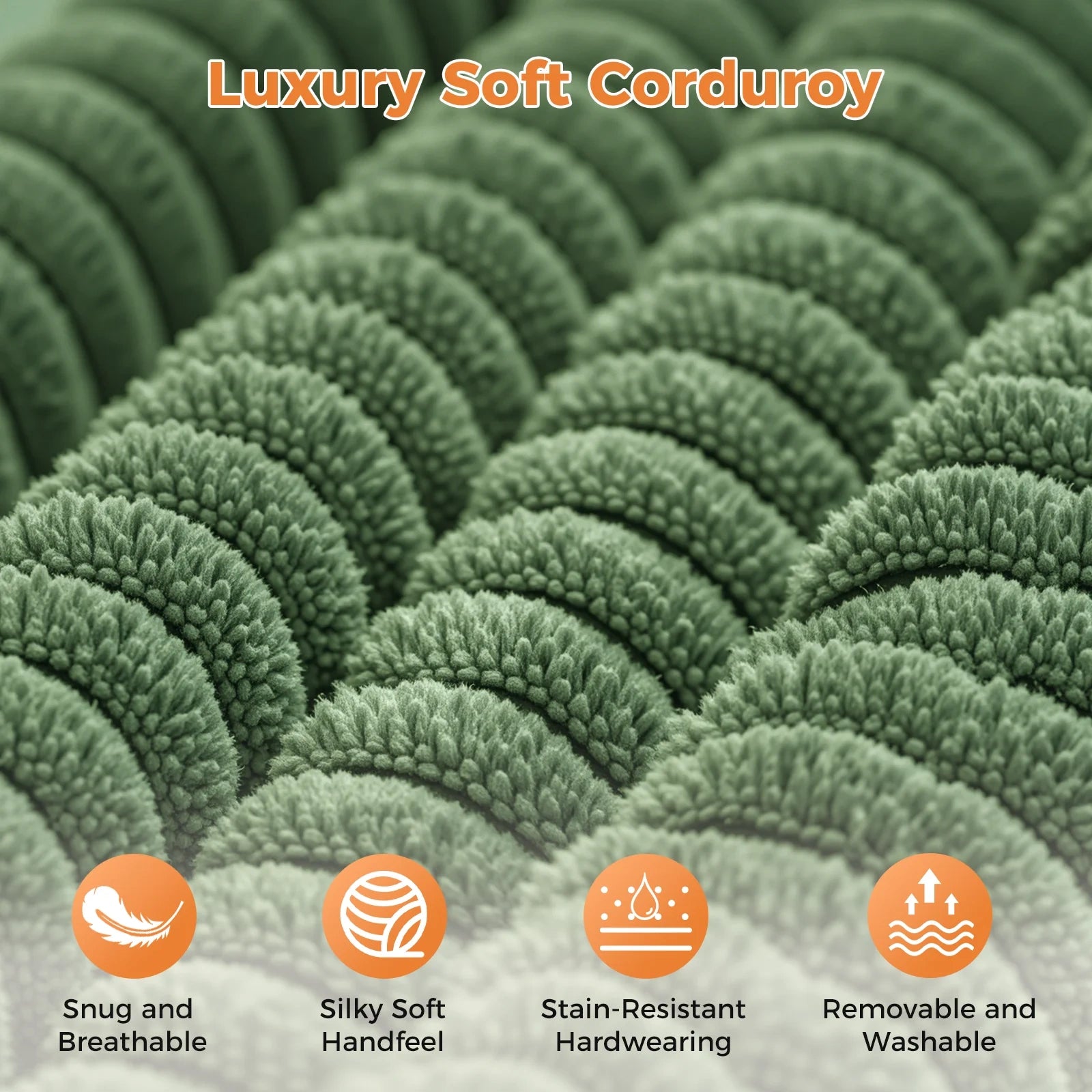 LM03 83 Inch Corduroy Sofa with Extra Deep Seat and 2 Pillows
