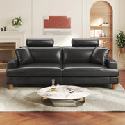 87 Inch Premium PU Leather Couch with Headrest