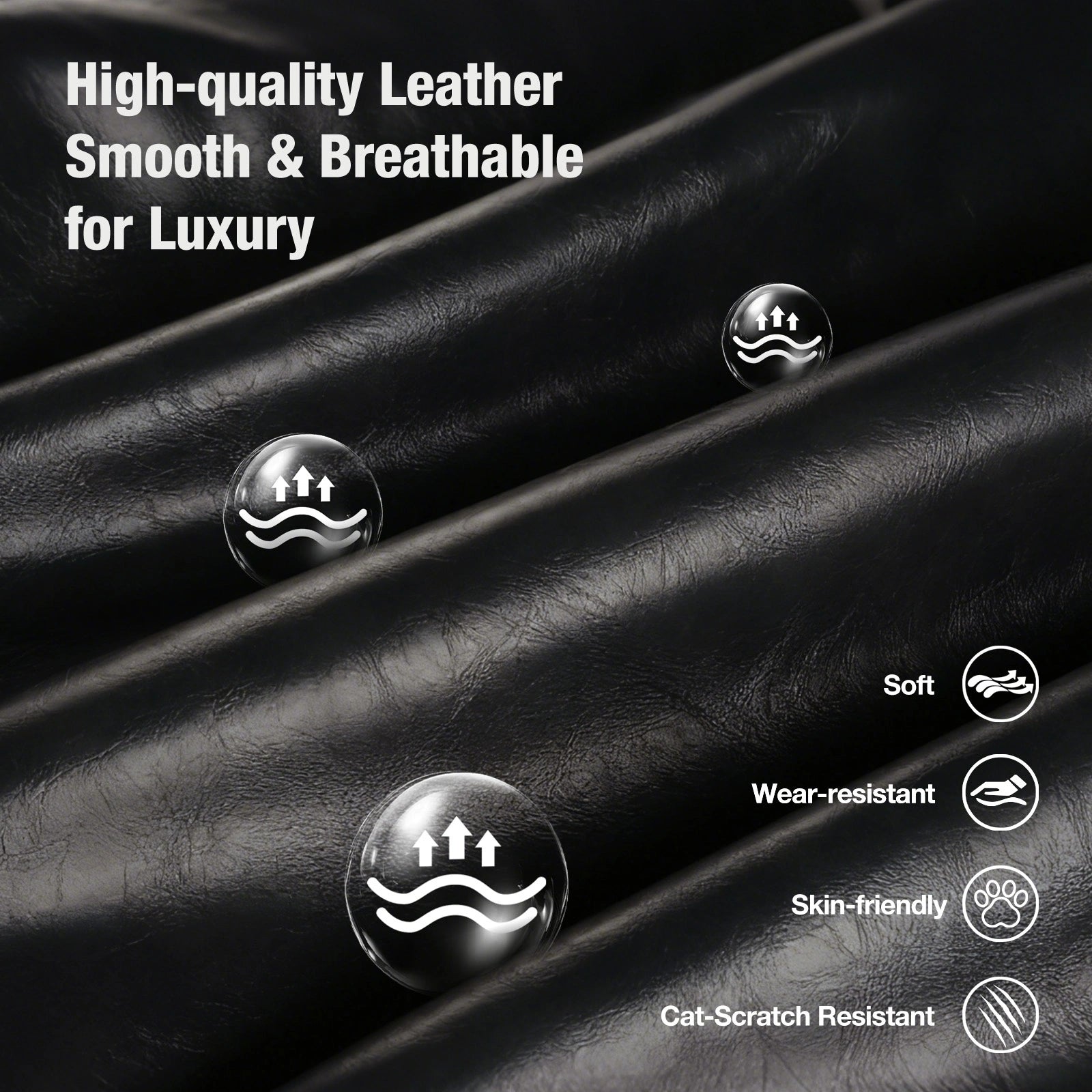 87 Inch Premium PU Leather Couch with Headrest