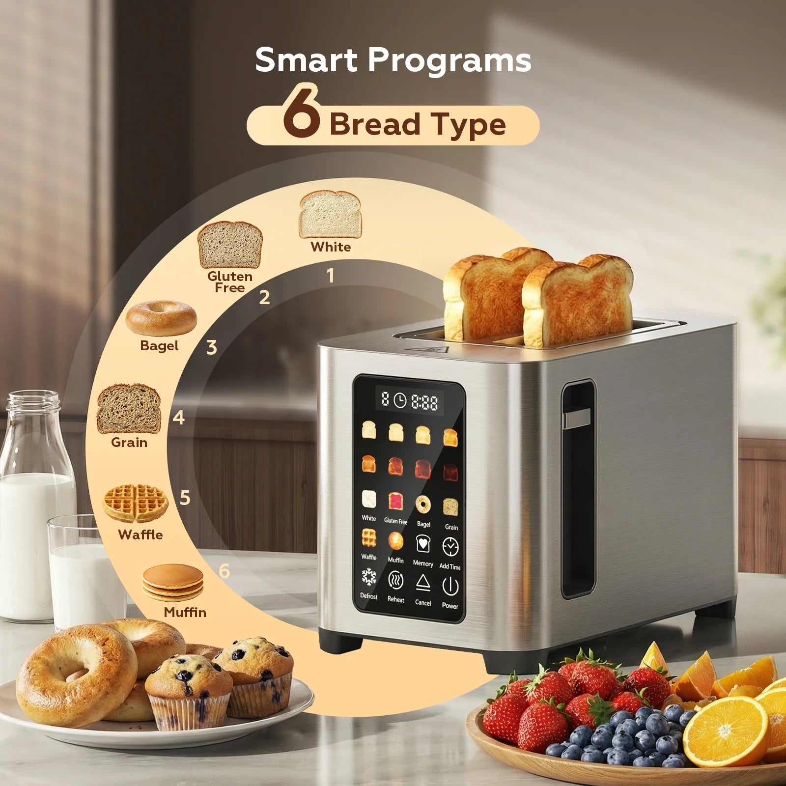 Toaster 2 Slice Touch Control with LCD Display