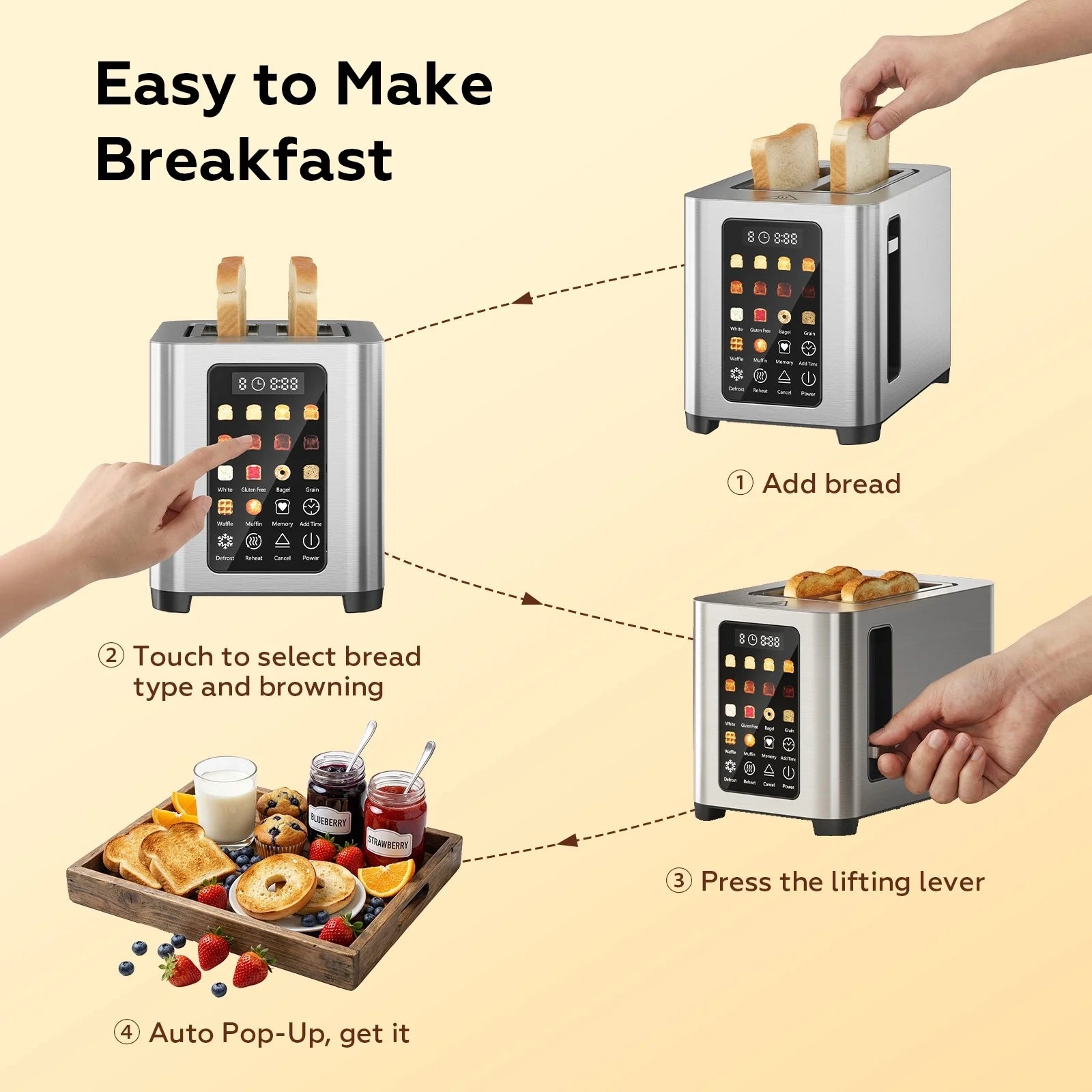 Toaster 2 Slice Touch Control with LCD Display