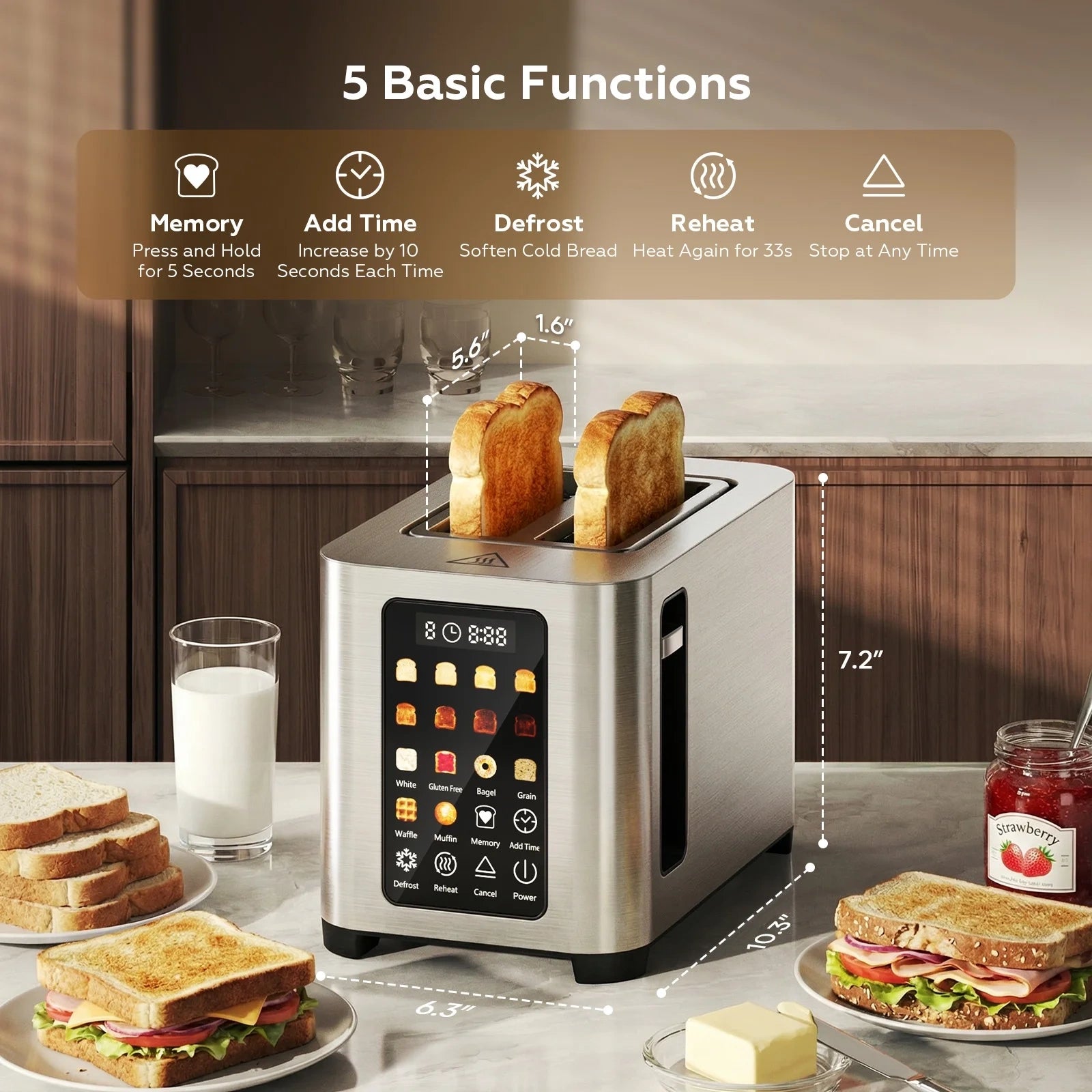 Toaster 2 Slice Touch Control with LCD Display