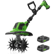 T20 Cordless Electric Garden Tiller 40V (20V x 2) 2.0Ah Battery 9" wide 6.6" Deep