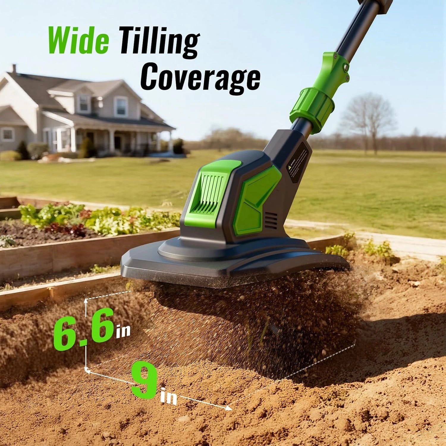 T20 Cordless Electric Garden Tiller 40V (20V x 2) 2.0Ah Battery 9" wide 6.6" Deep