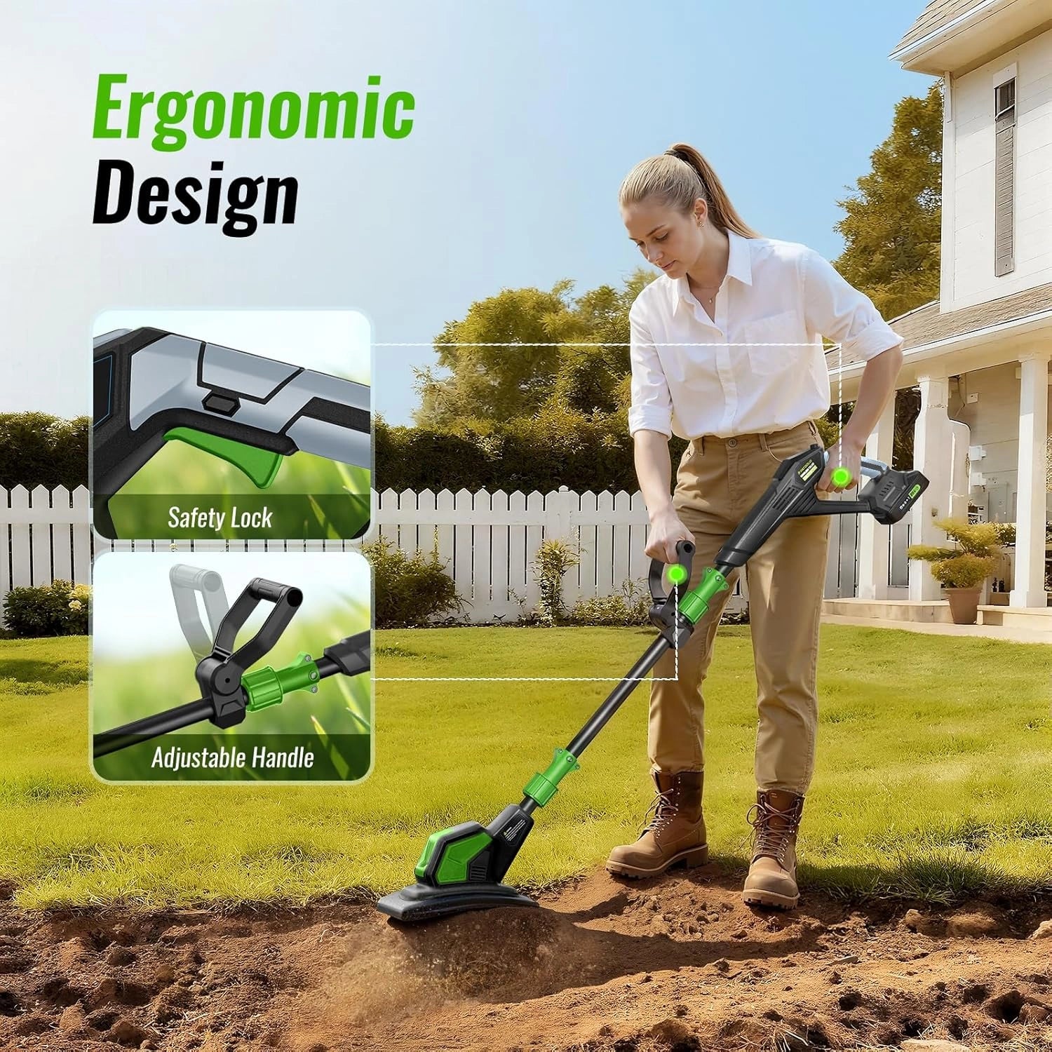 T20 Cordless Electric Garden Tiller 40V (20V x 2) 2.0Ah Battery 9" wide 6.6" Deep