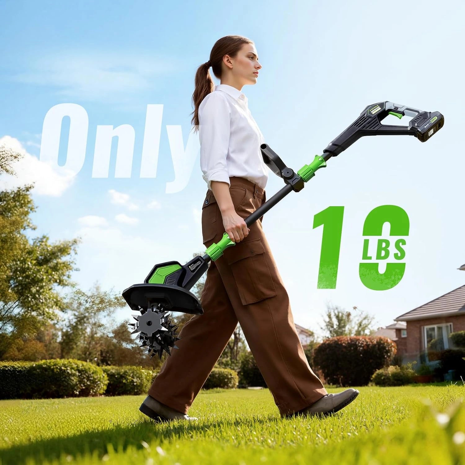 T20 Cordless Electric Garden Tiller 40V (20V x 2) 2.0Ah Battery 9" wide 6.6" Deep