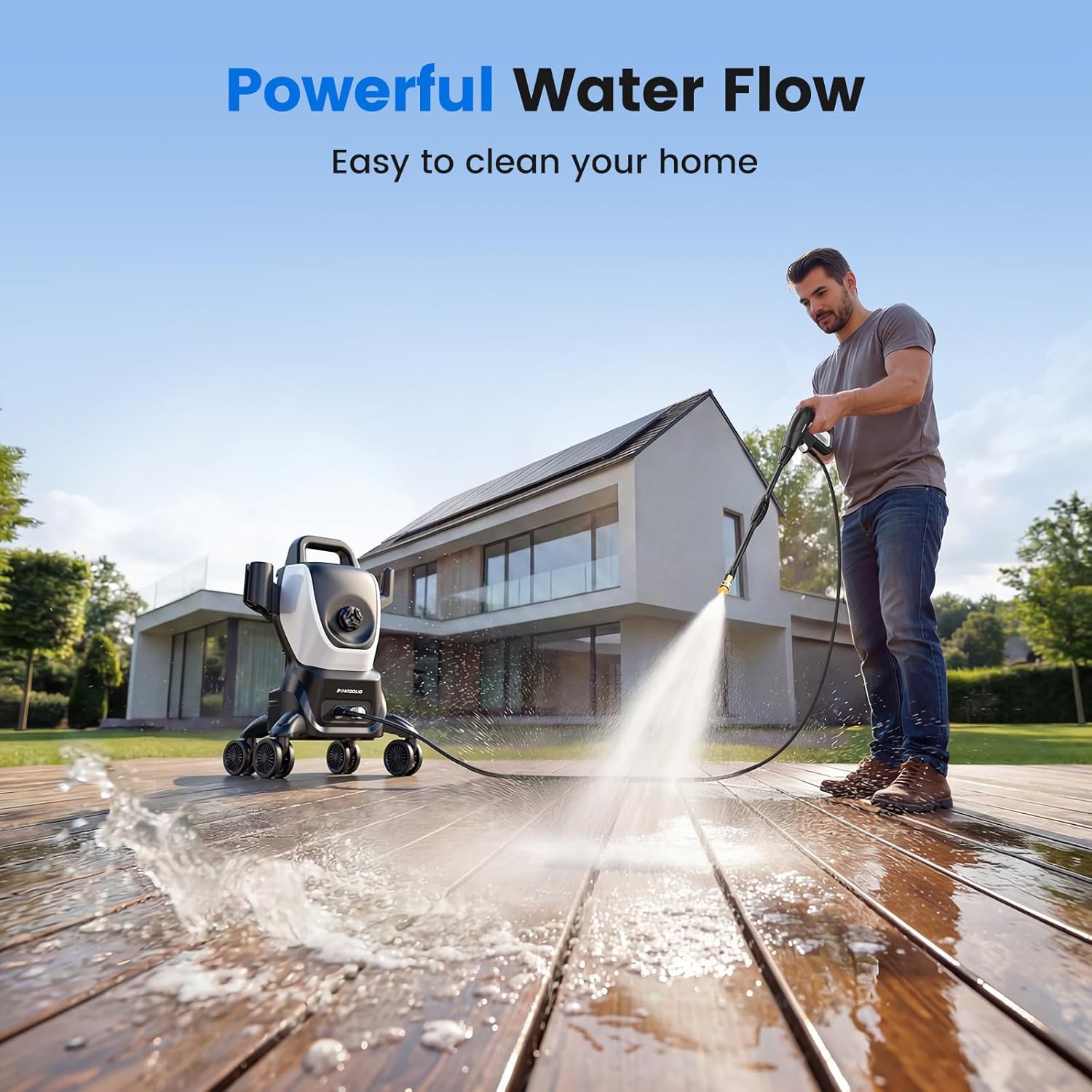 W60 1800W AC 4500 PSI Electric Pressure Washer 2 x 360° Lockable Wheels