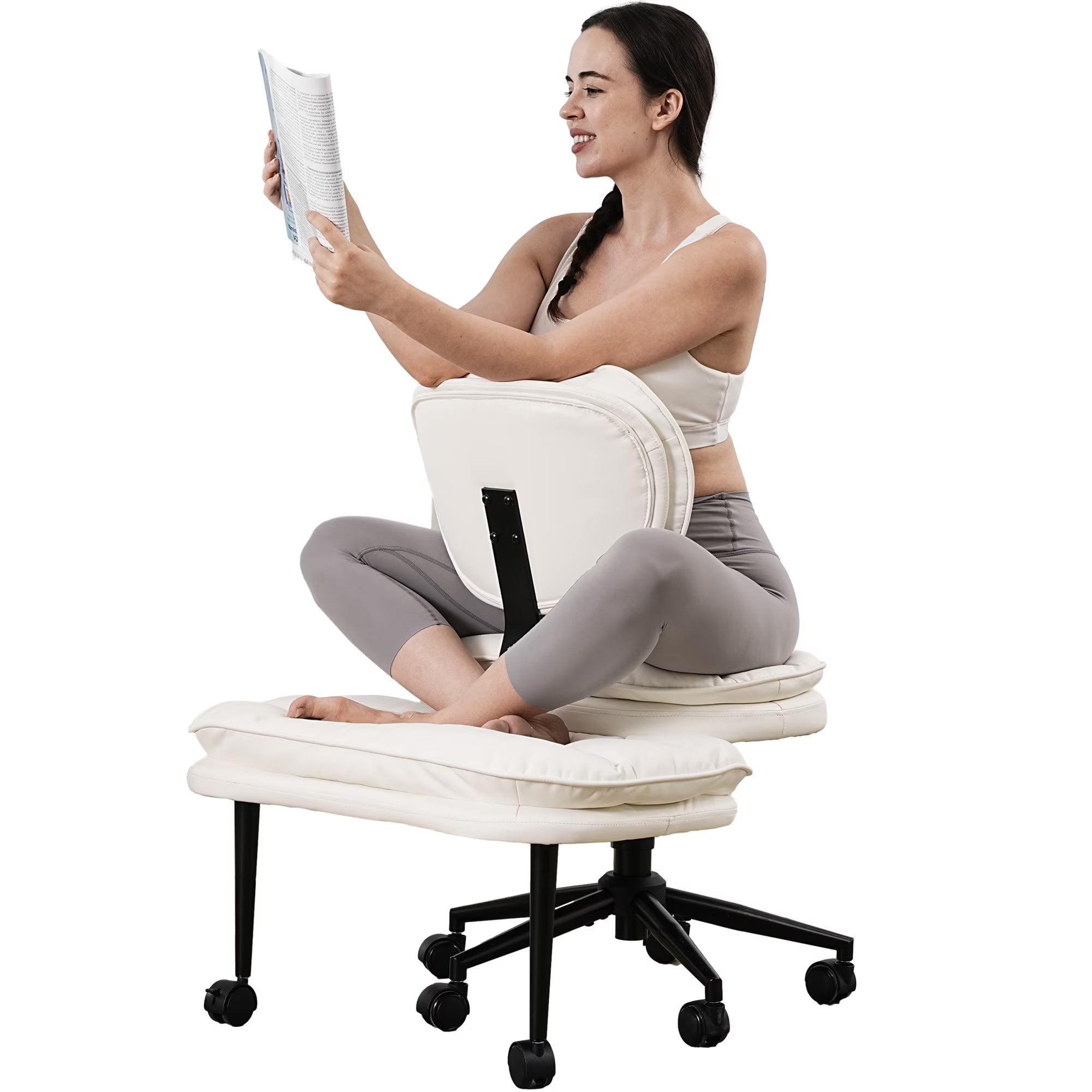 Cross-Legged Swivel Chair with Back Support