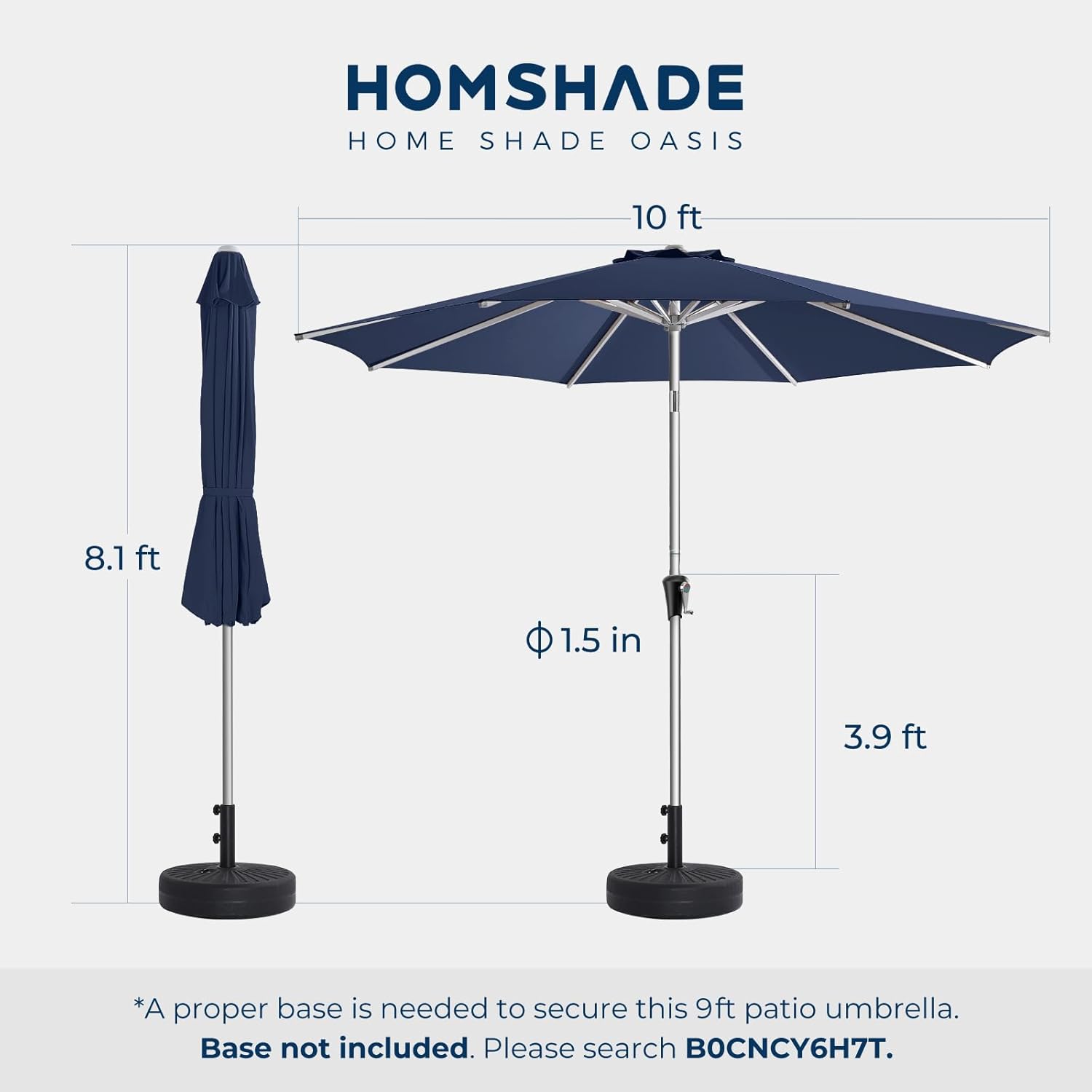 10 Feet Aluminum Patio Umbrella UPF50+ UV Protection with Push Button Tilt