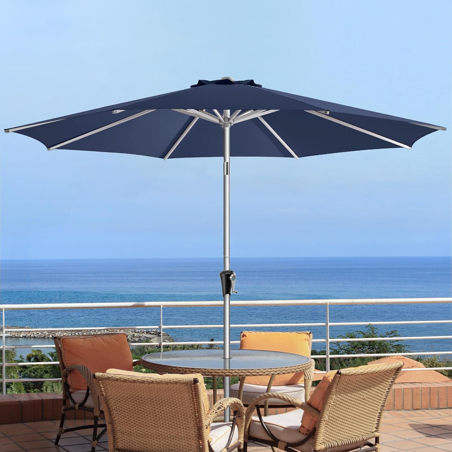 10 Feet Aluminum Patio Umbrella UPF50+ UV Protection with Push Button Tilt