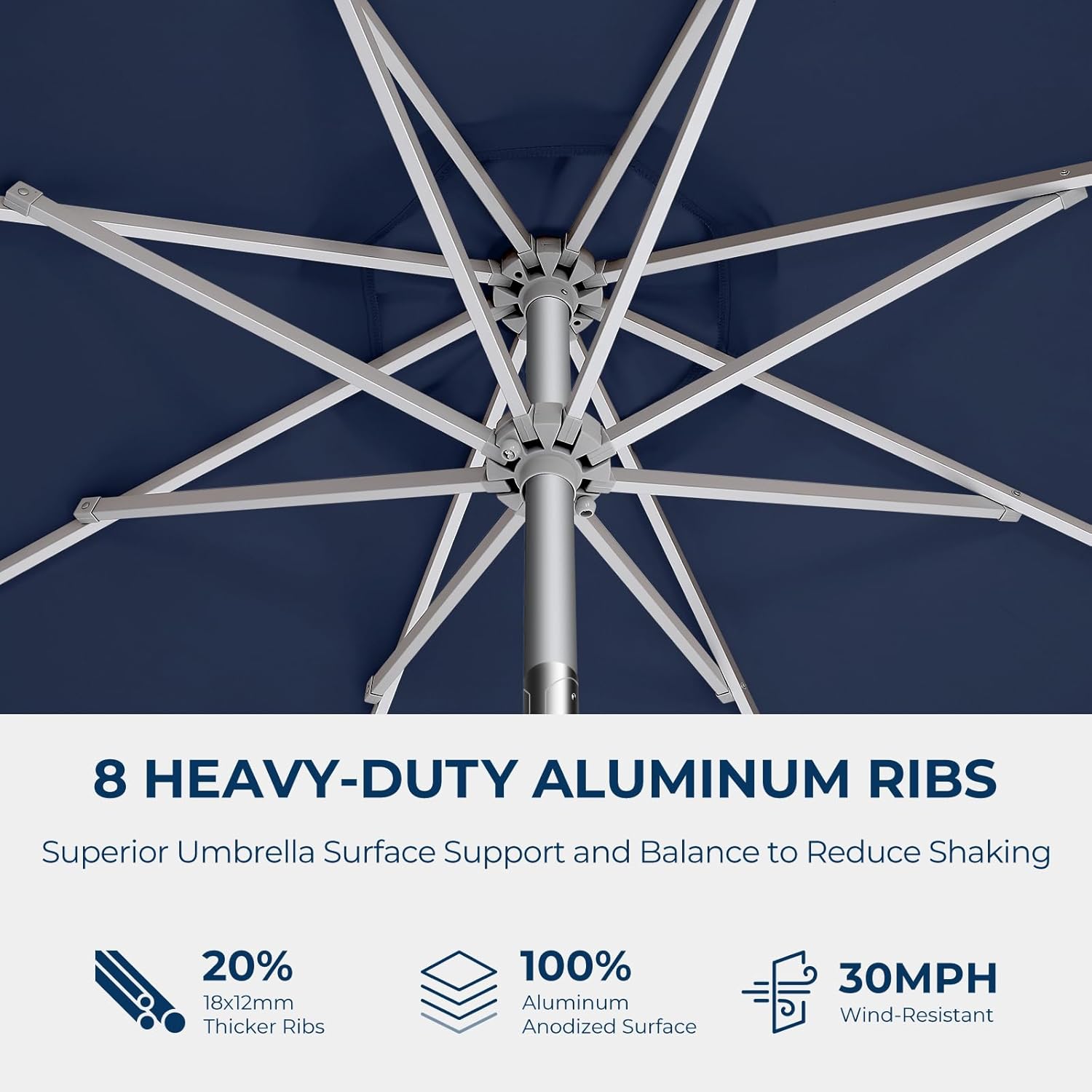 SY10 10 Feet Aluminum Patio Umbrella UPF50+ UV Protection with Push Button Tilt
