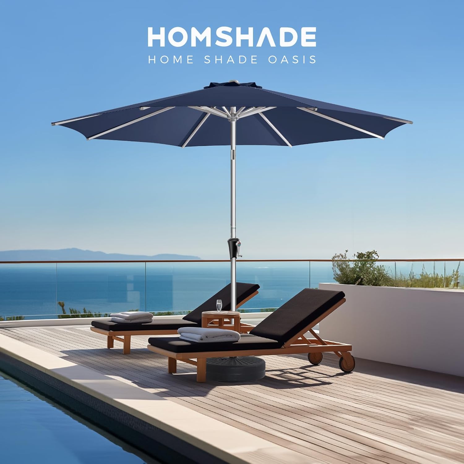 SY10 10 Feet Aluminum Patio Umbrella UPF50+ UV Protection with Push Button Tilt