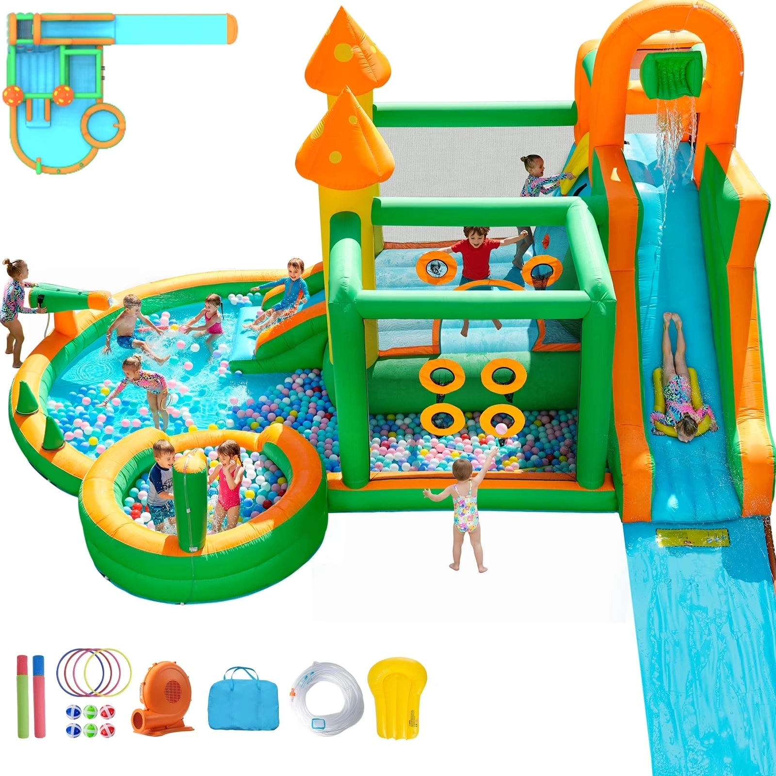 10 in 1  Inflatable Bounce House Water Slide Park