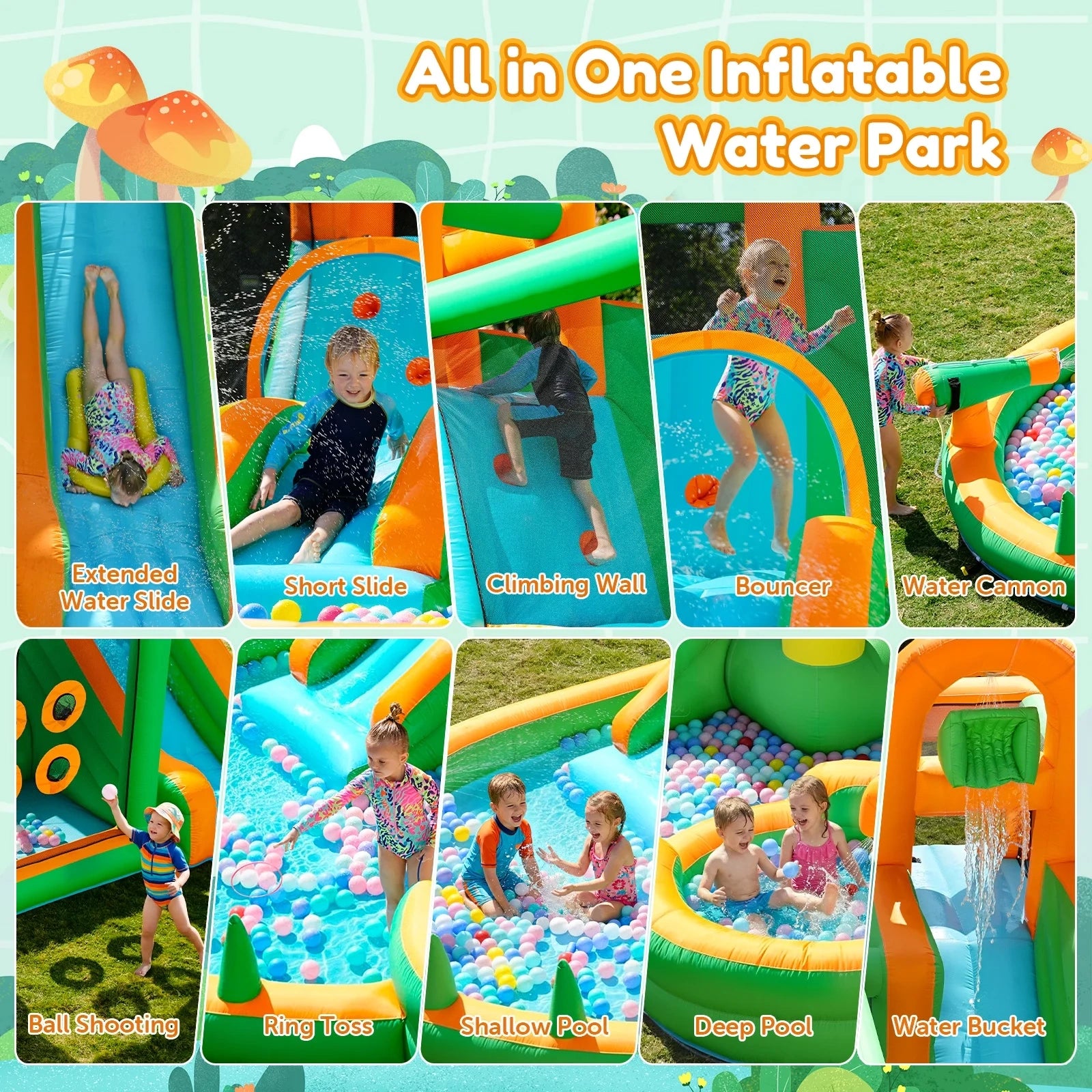 10 in 1  Inflatable Bounce House Water Slide Park