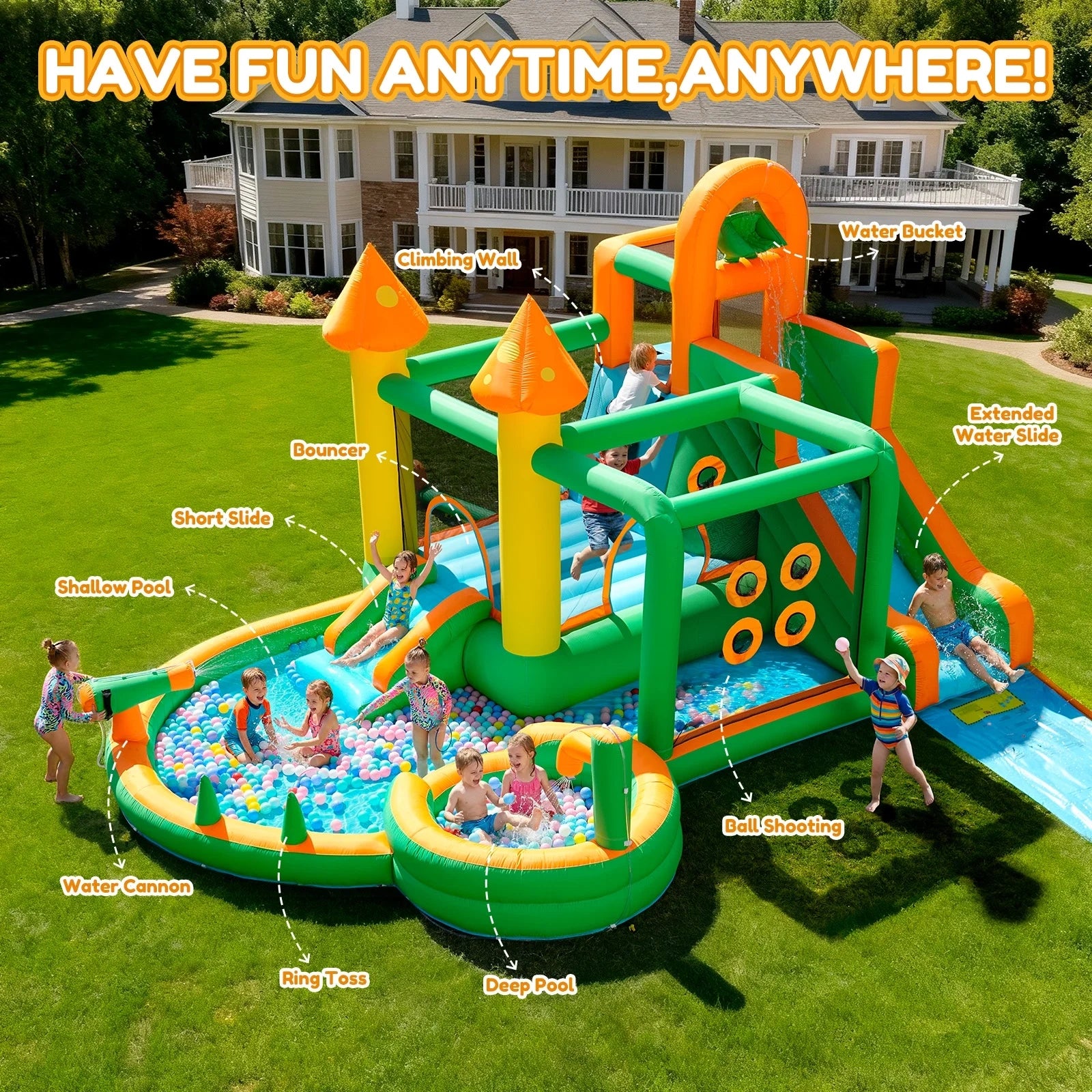 10 in 1  Inflatable Bounce House Water Slide Park