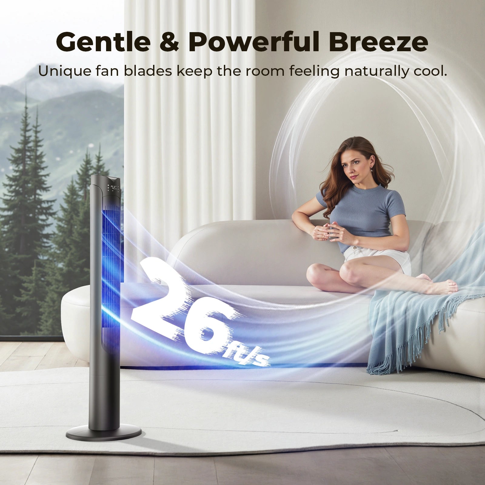 41 Inch Oscillating Tower Fan with Remote 3 Speeds