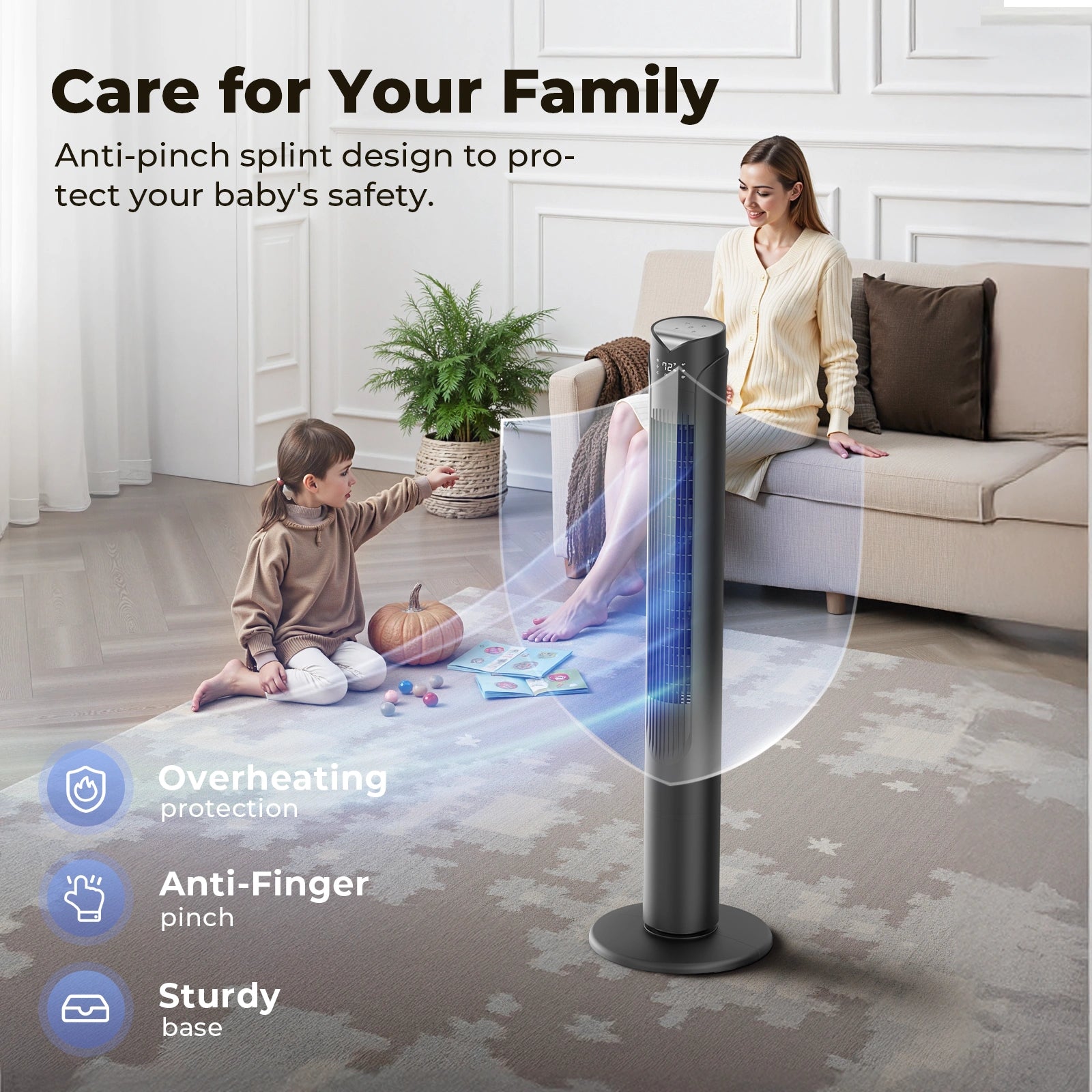 41 Inch Oscillating Tower Fan with Remote 3 Speeds