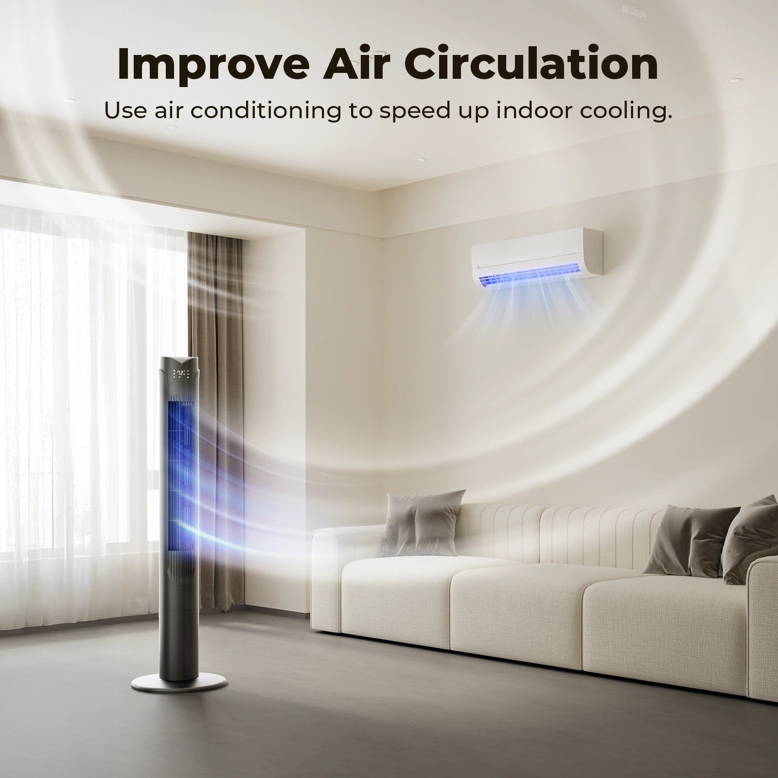 41 Inch Oscillating Tower Fan with Remote 3 Speeds