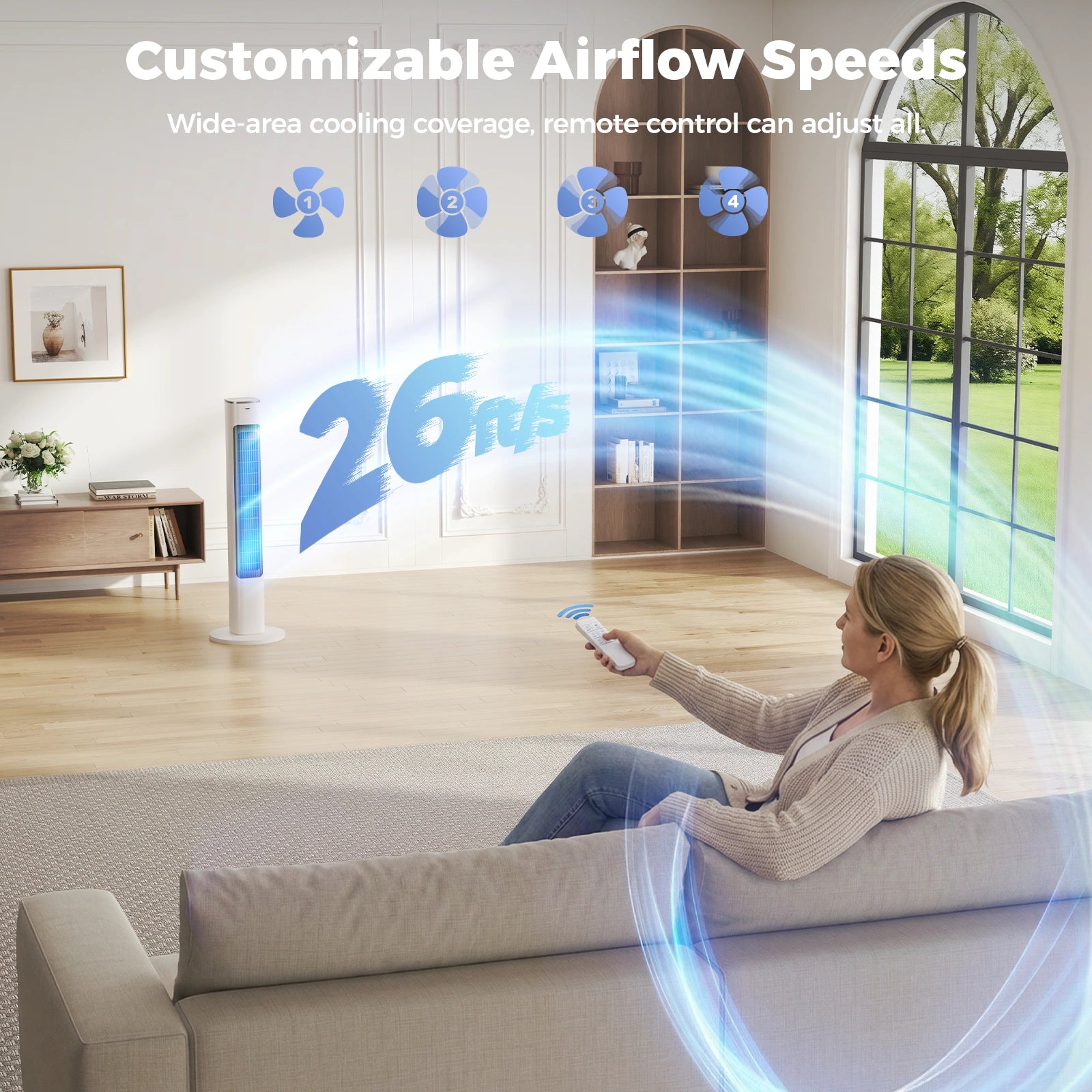 40 Inch 90° Oscillating Cooling Fans with 4 Speeds