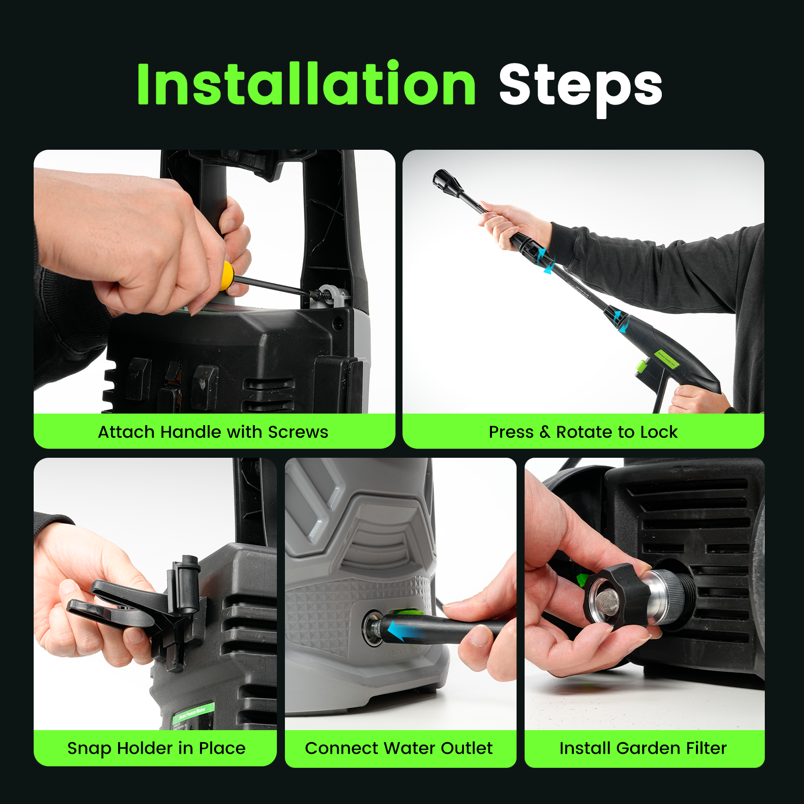 W6 1500W 2600 PSI 2.6 GPM Electric Pressure Washer