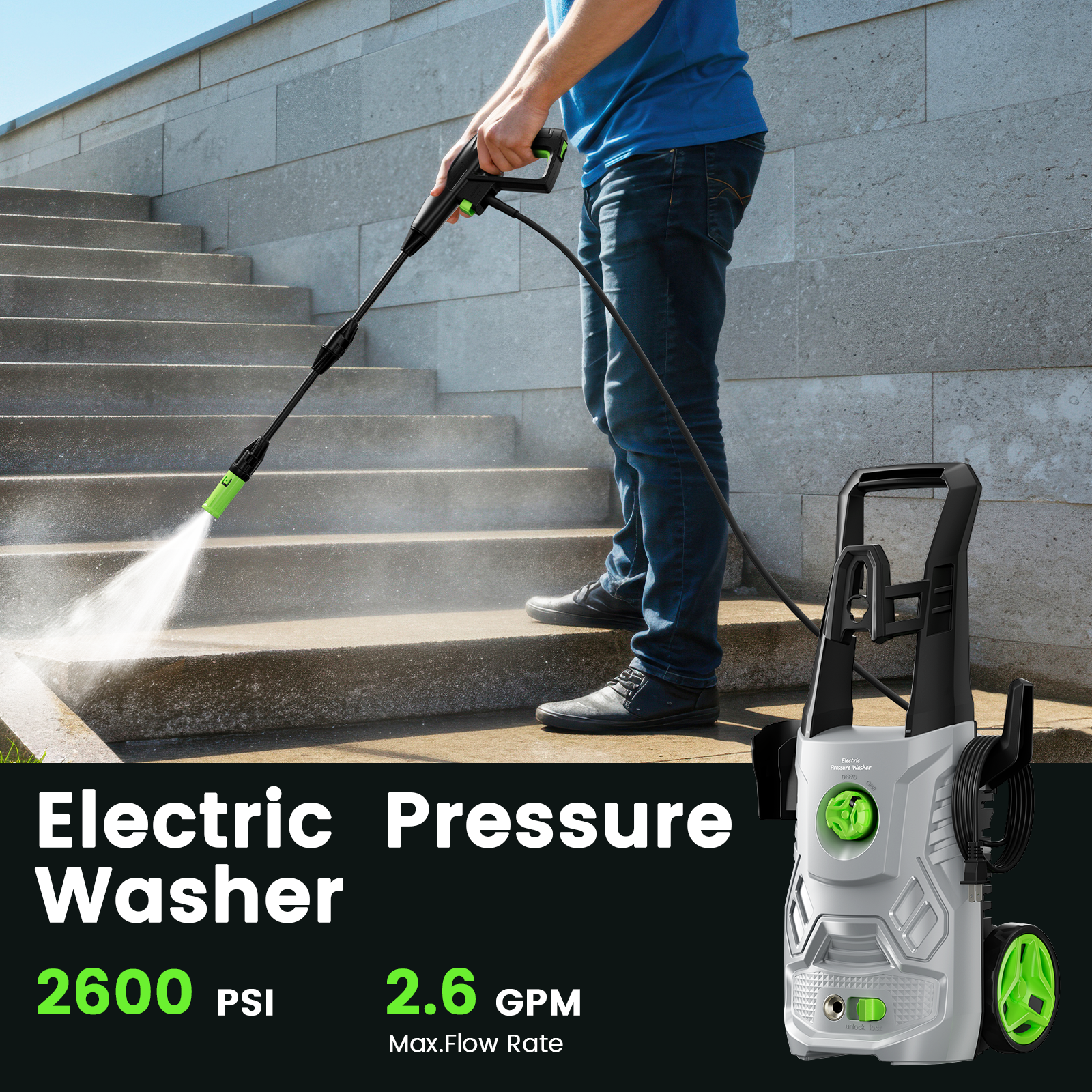 W6 1500W 2600 PSI 2.6 GPM Electric Pressure Washer