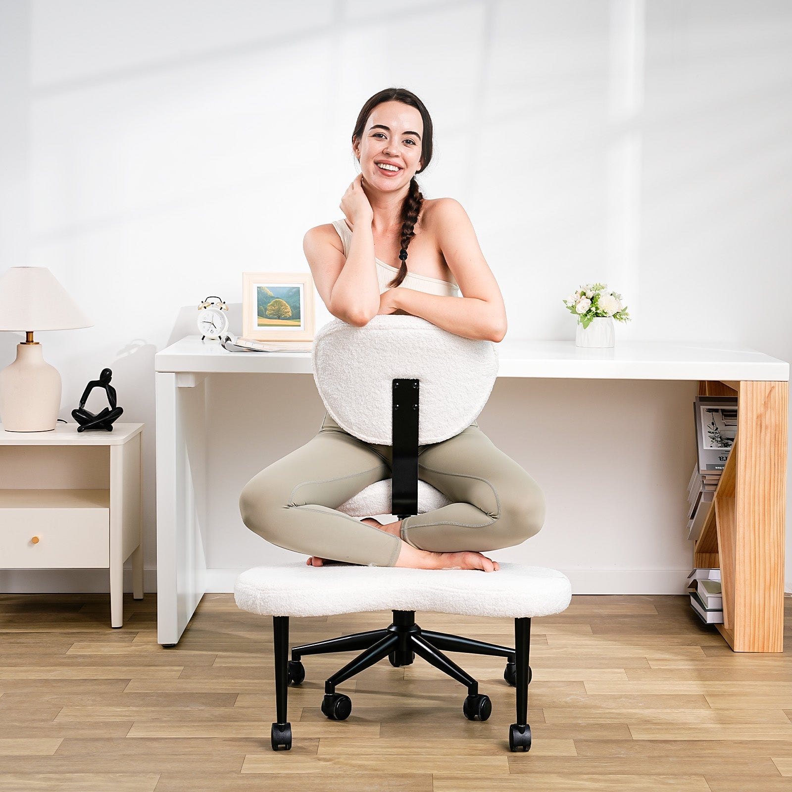 Ergonomic Cross-Legged Meditation Chair –Teddy fabric