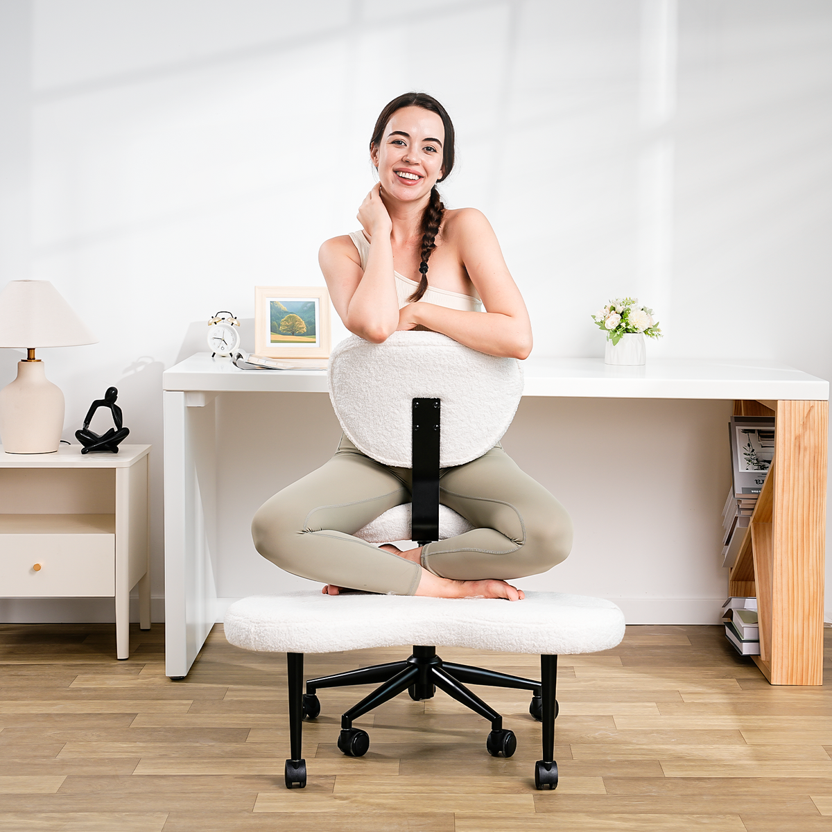 Ergonomic Cross-Legged Meditation Chair –Teddy fabric