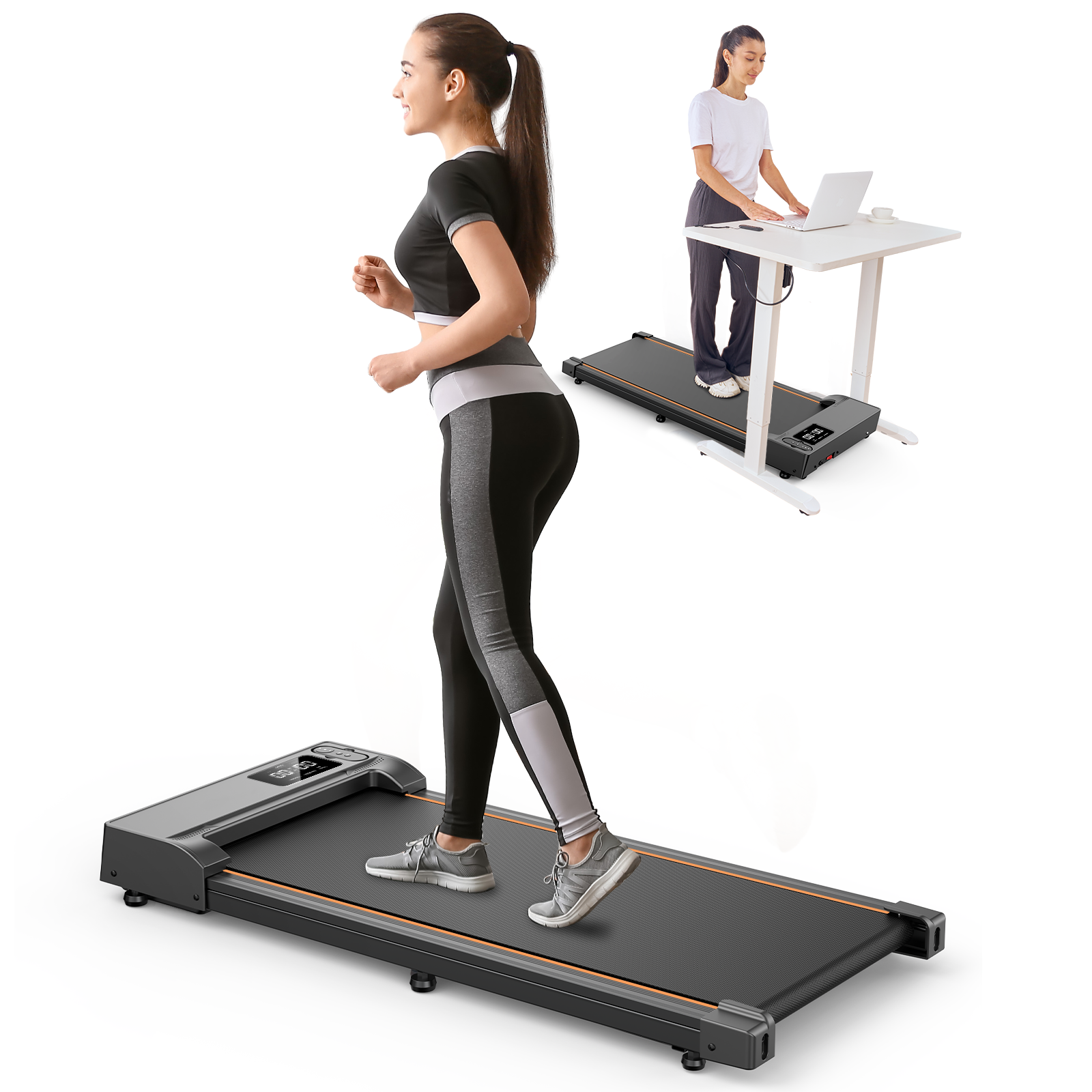 buyglobal-ft31-Walking Pad with Incline,2.5 HP Under Desk Treadmill Small with LED Display &Remote Control,4 in 1 Incline Walking Pad 300 Lbs Portable Treadmill for Home Office