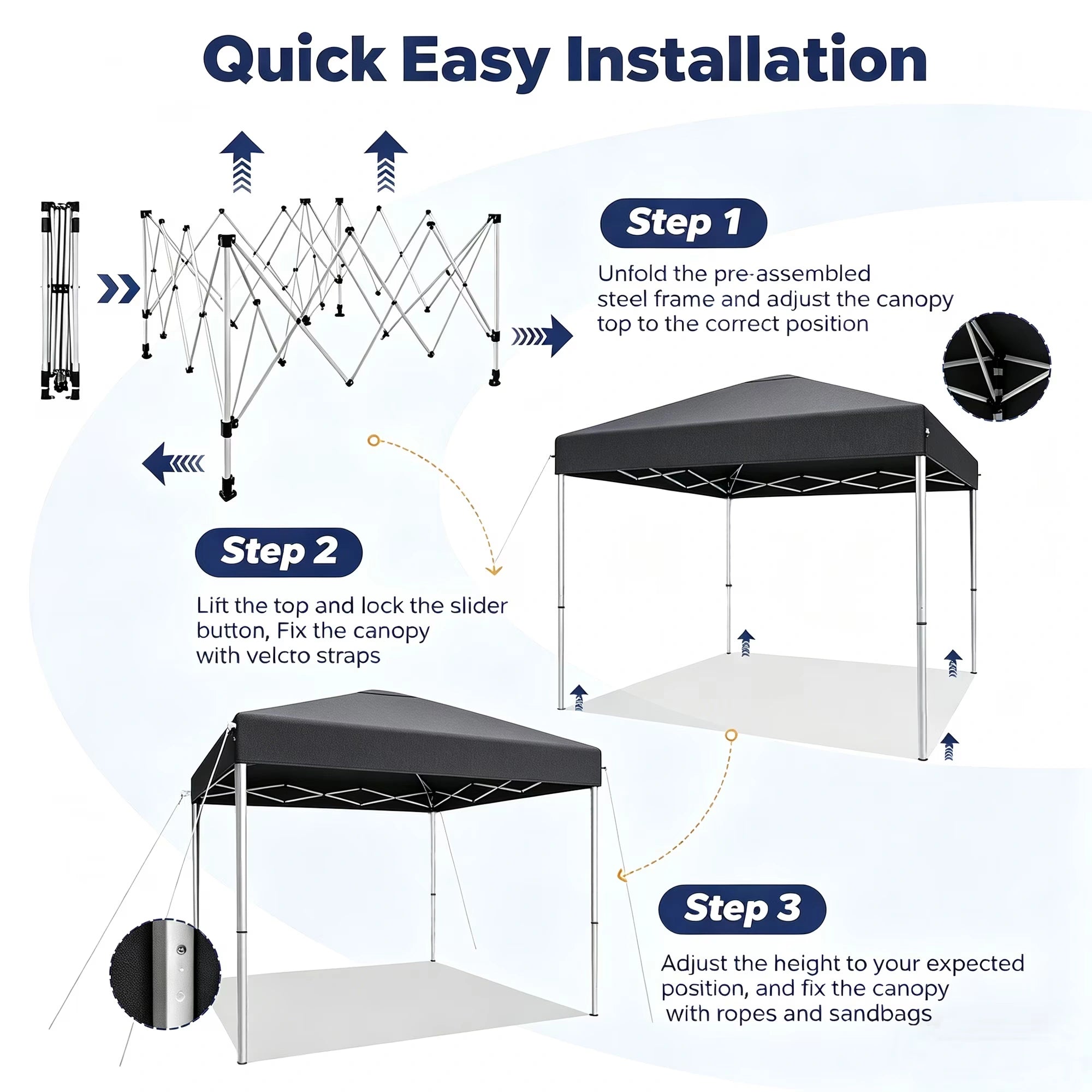 Buyglobal OP01 Pop Up Canopy Tent 10' x 10' , Instant Setup Portable Outdoor Canopy