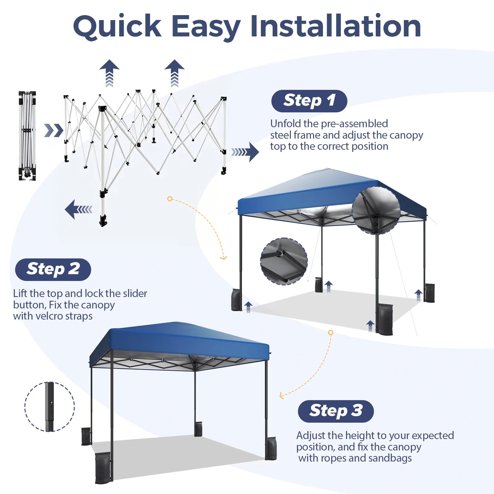 Buyglobal OP02 Pop Up Canopy Tent 10' x 10' , All-Weather Windproof with Sandbags Outdoor Shelter