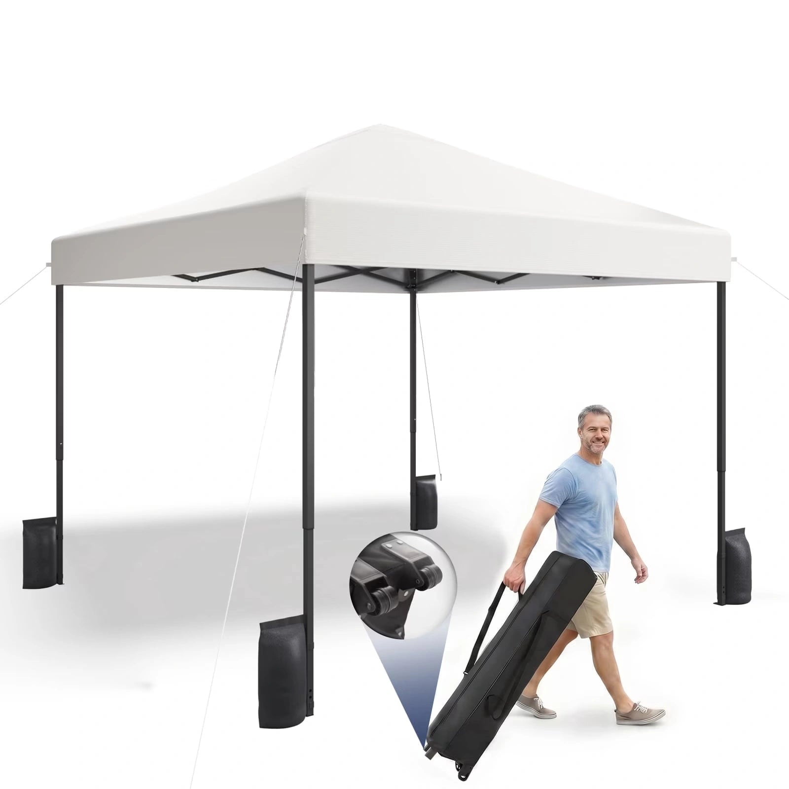 Buyglobal OP02 Pop Up Canopy Tent 10' x 10' , All-Weather Windproof with Sandbags Outdoor Shelter