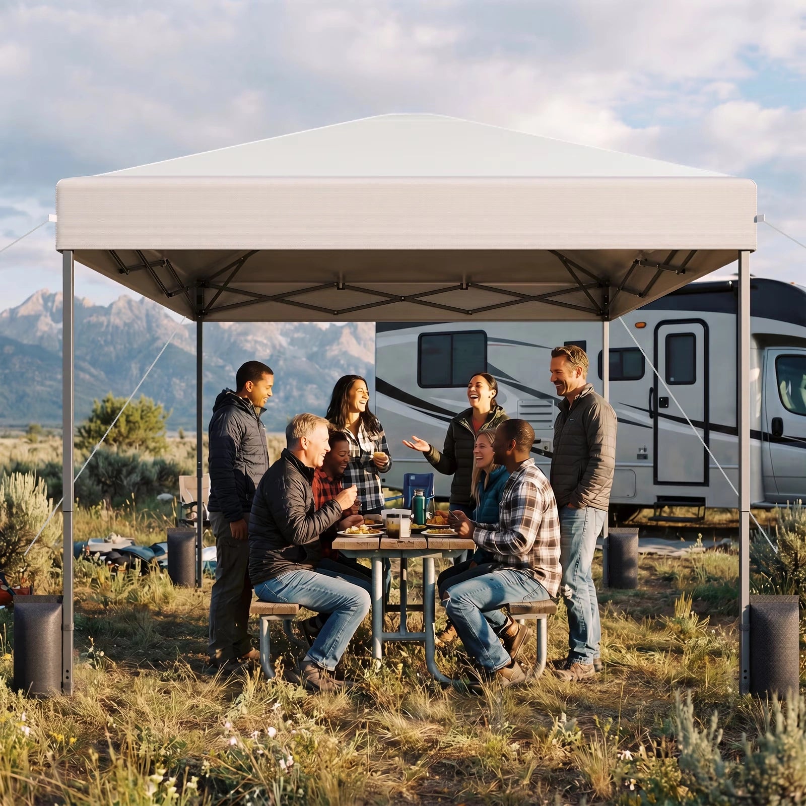 Buyglobal OP02 Pop Up Canopy Tent 10' x 10' , All-Weather Windproof with Sandbags Outdoor Shelter
