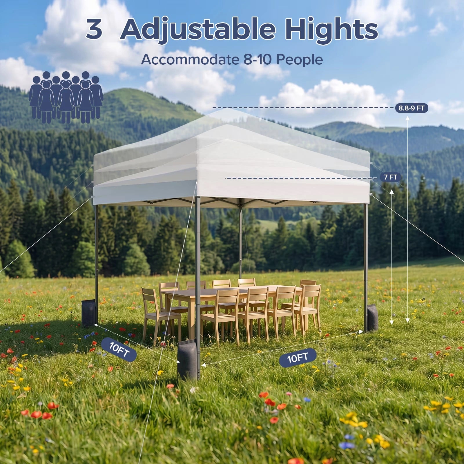 Buyglobal OP02 Pop Up Canopy Tent 10' x 10' , All-Weather Windproof with Sandbags Outdoor Shelter
