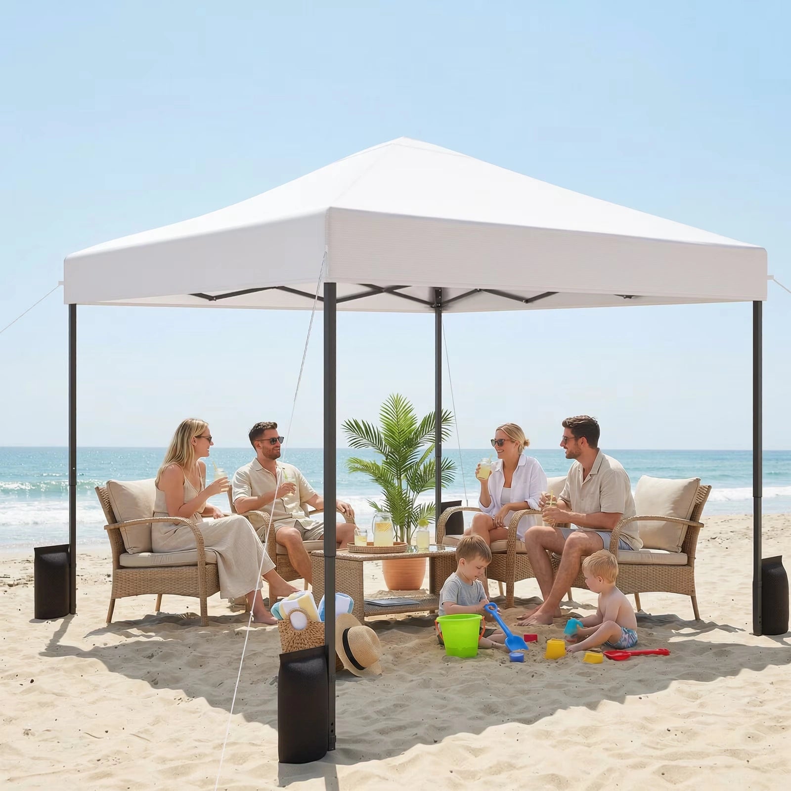 Buyglobal OP02 Pop Up Canopy Tent 10' x 10' , All-Weather Windproof with Sandbags Outdoor Shelter