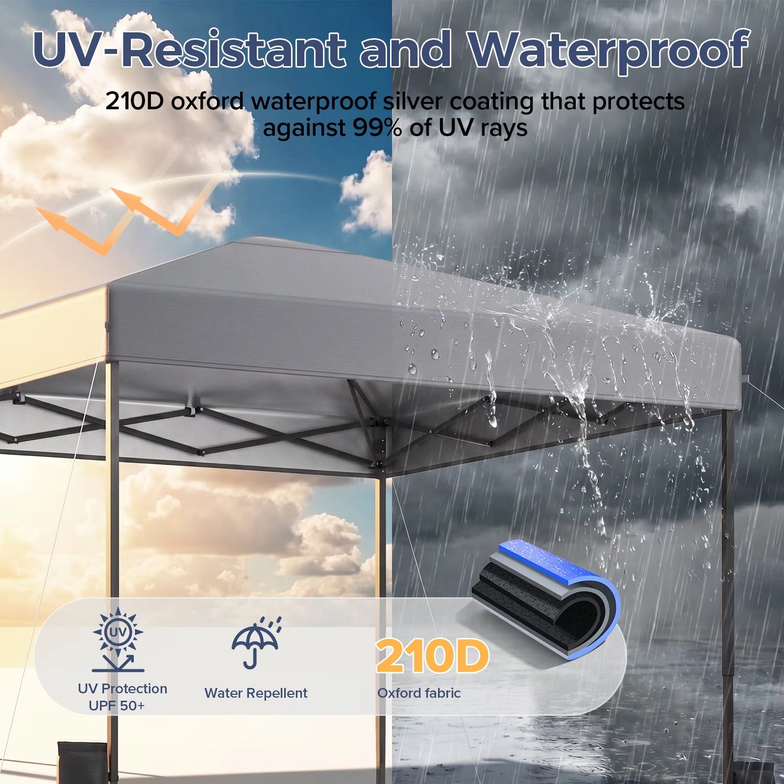 Buyglobal OP02 Pop Up Canopy Tent 10' x 10' , All-Weather Windproof with Sandbags Outdoor Shelter