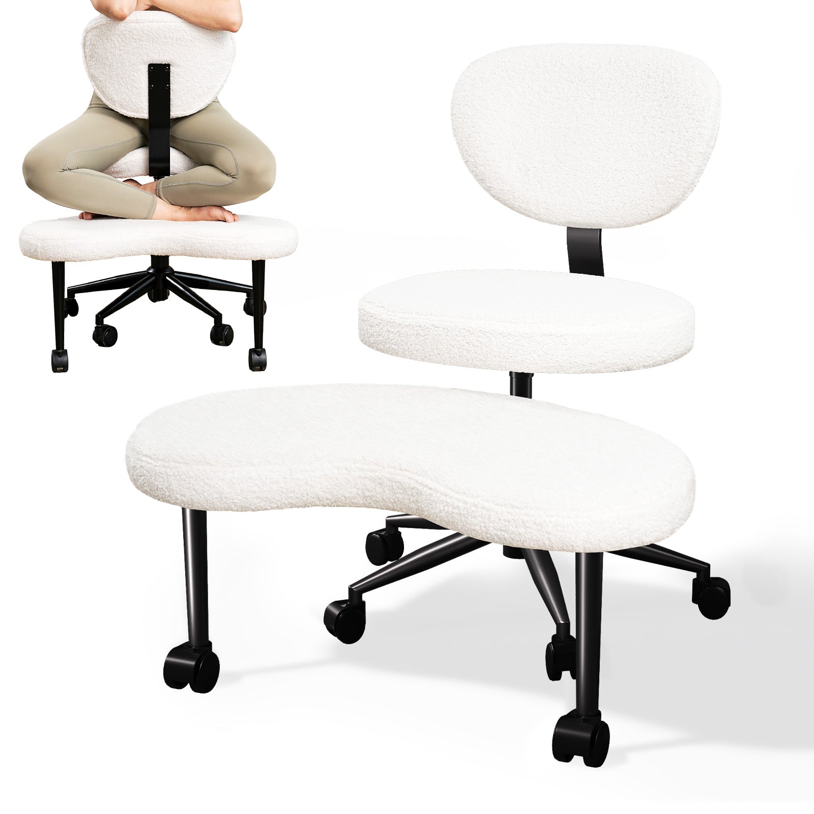 Ergonomic Cross-Legged Meditation Chair –Teddy fabric